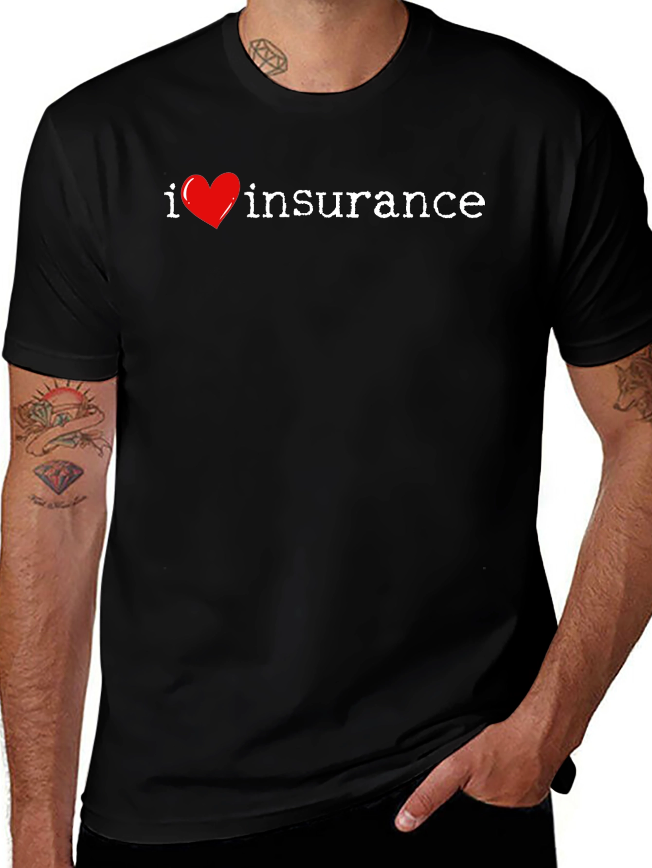 I Heart Insurance Graphic Tee - Black Cotton T-Shirt