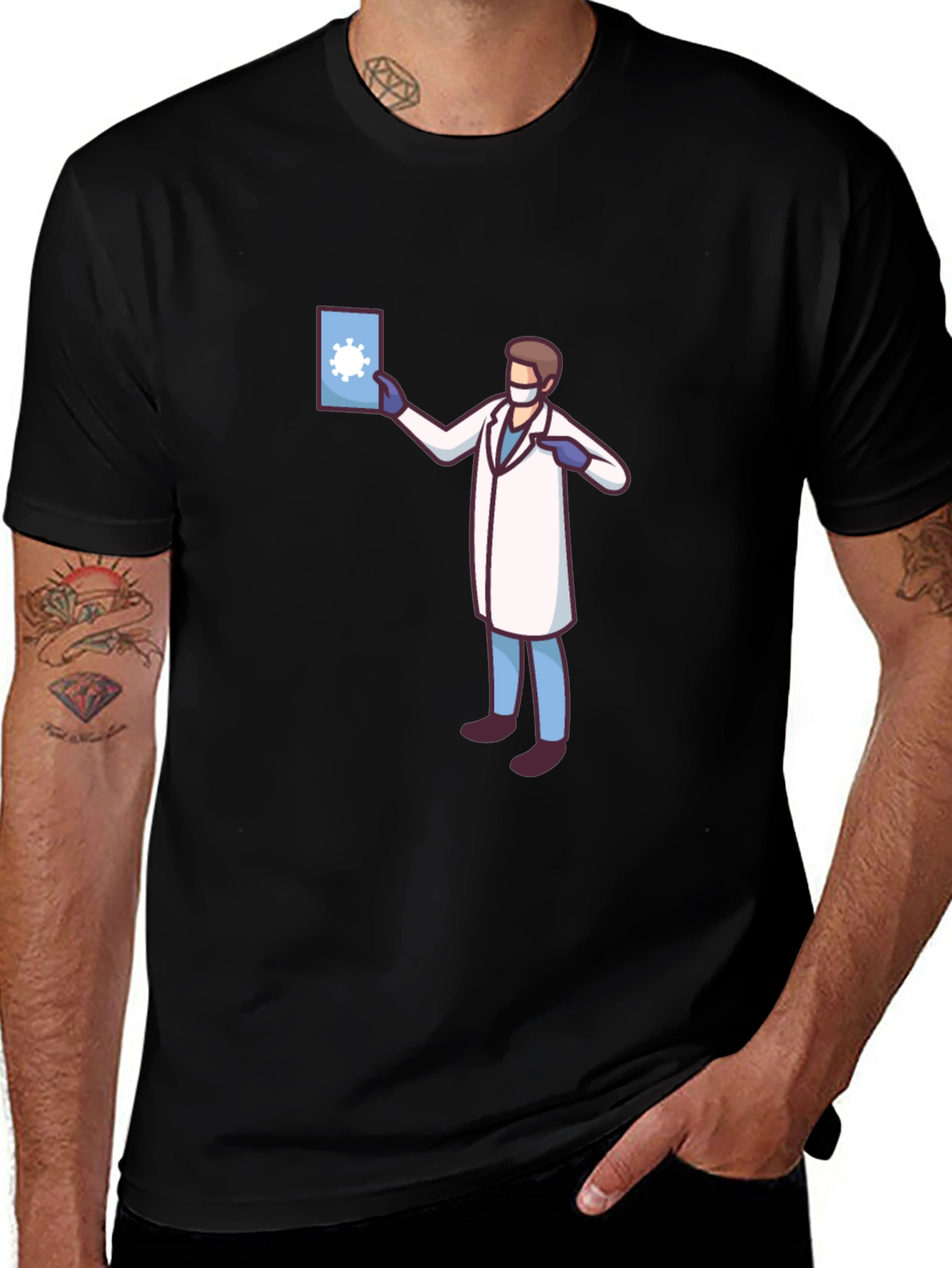 Doctor Graphic Black T-Shirt - Novelty COVID Design
