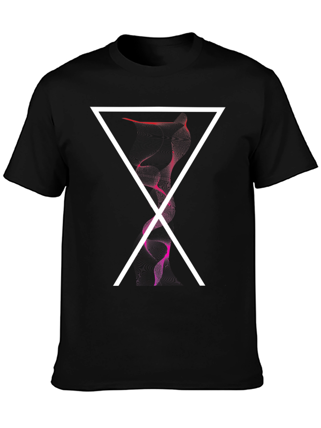 Abstract Triangle Graphic Print Mens Black Tee