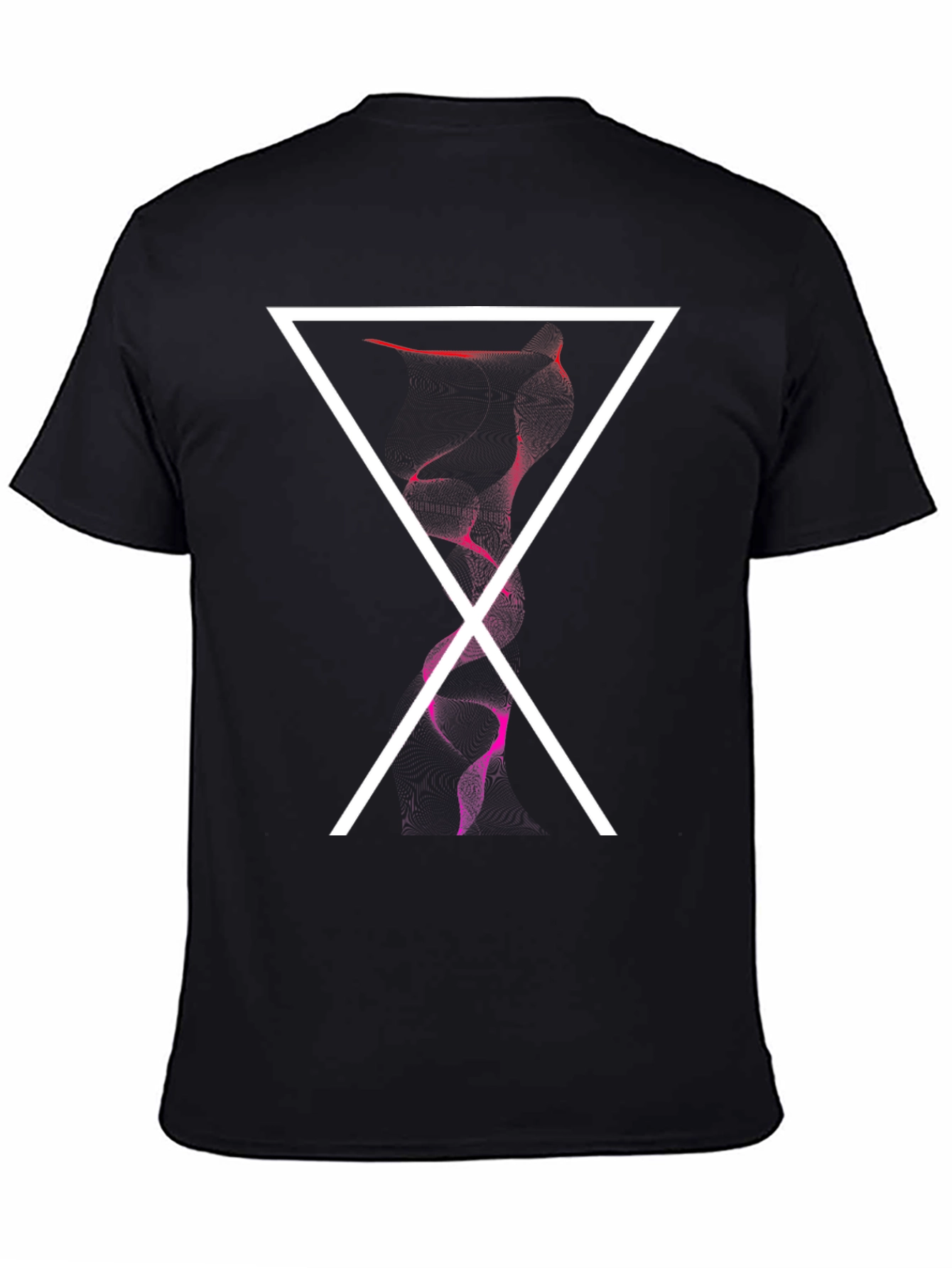 Abstract Triangle Graphic Print Mens Black Tee