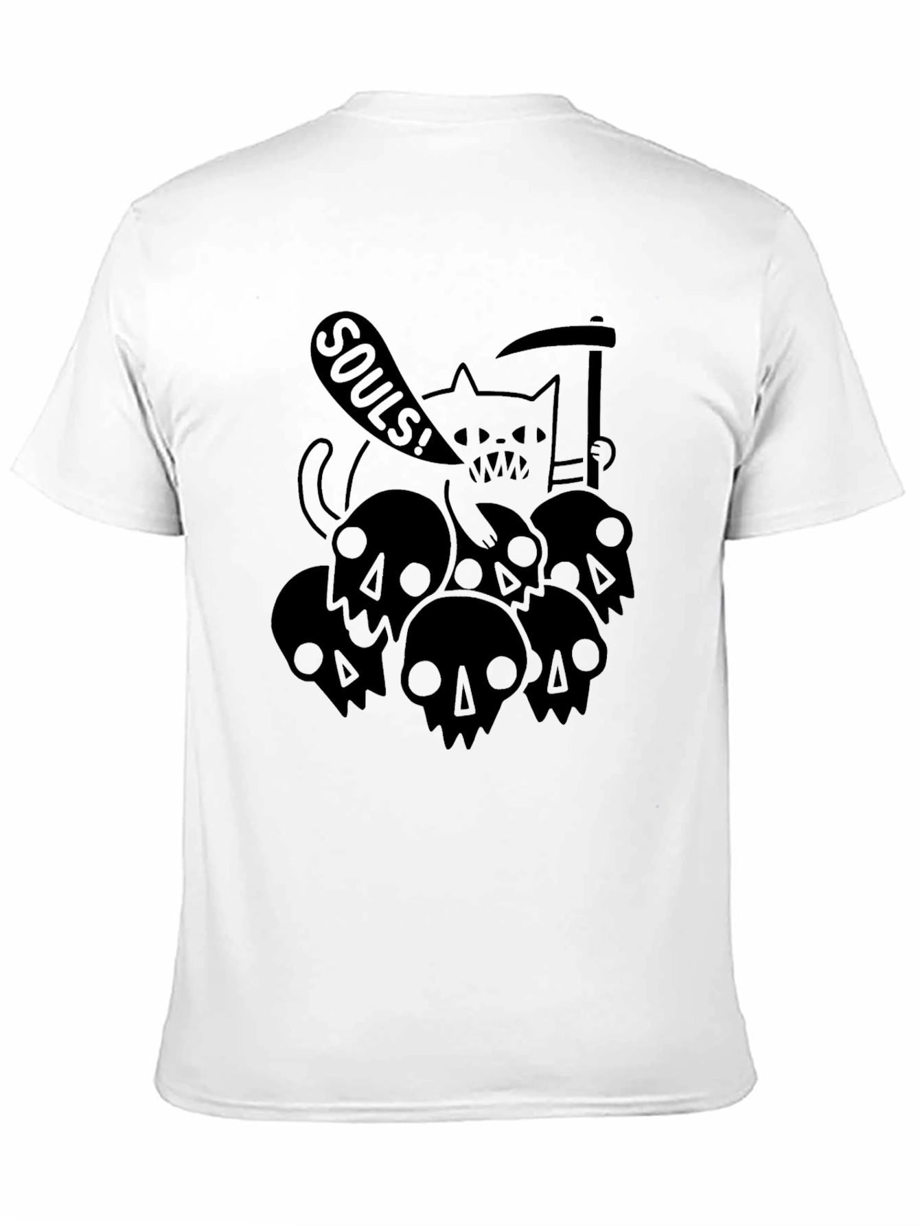 Grim Reaper Cat Souls Graphic Black T-Shirt