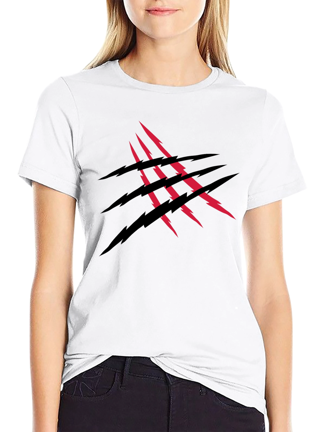 Claw Mark Graphic Print Black T-Shirt