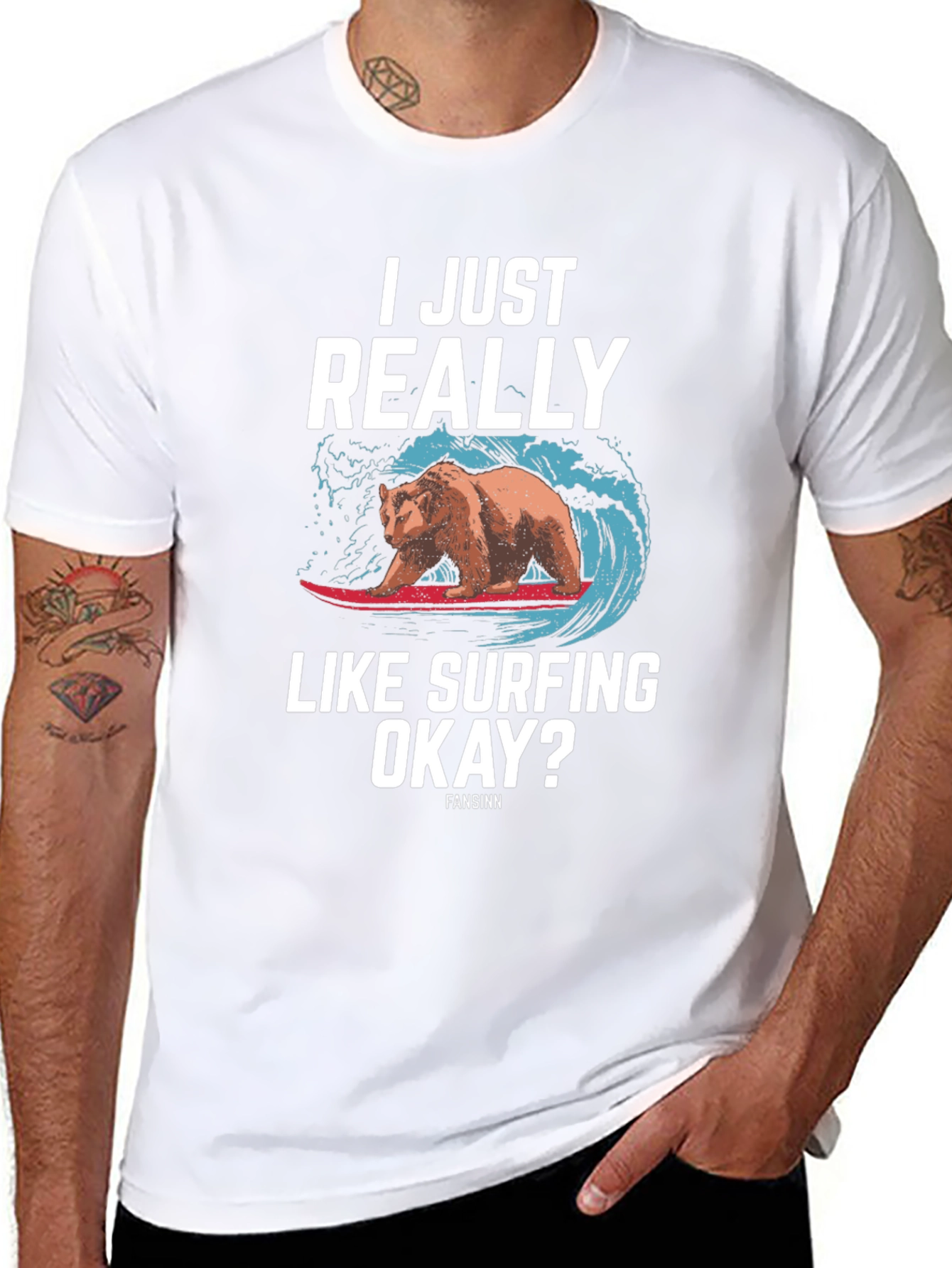 I Just Really Like Surfing Okay? Bear T-Shirt