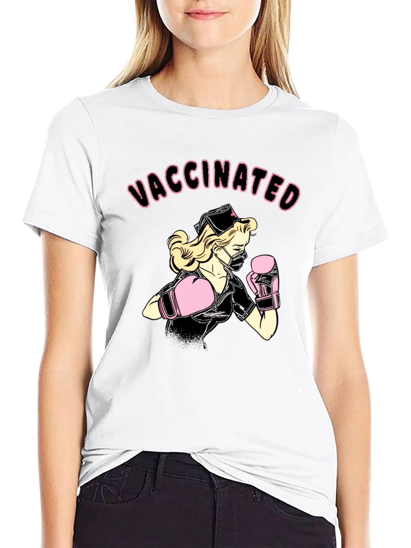 Vaccinated Nurse Boxer Graphic T-Shirt