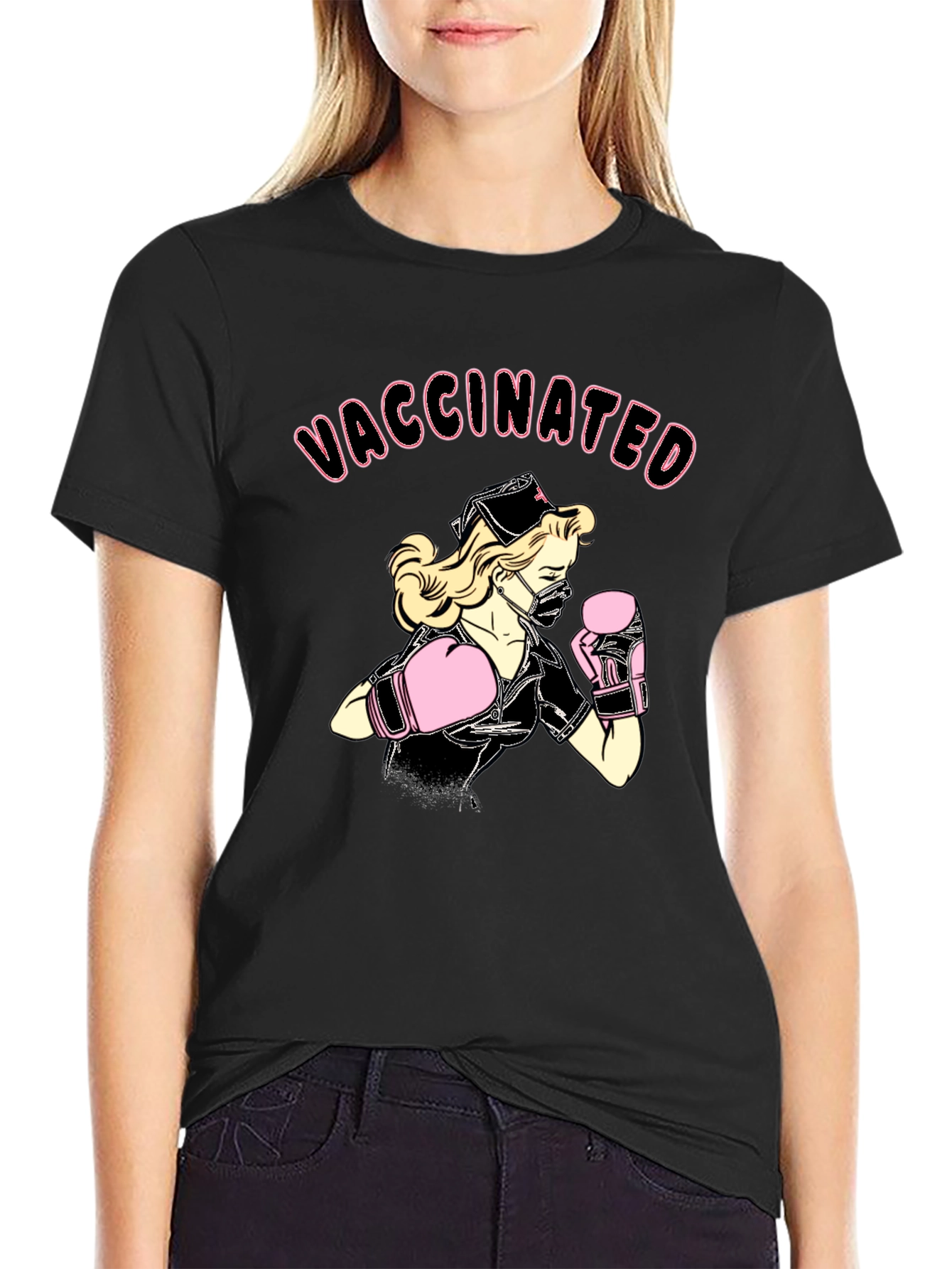 Vaccinated Nurse Boxer Graphic T-Shirt