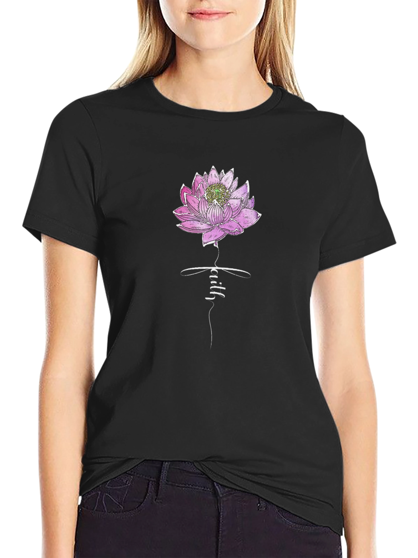 Faith Lotus Graphic Tee - Stylish Comfort