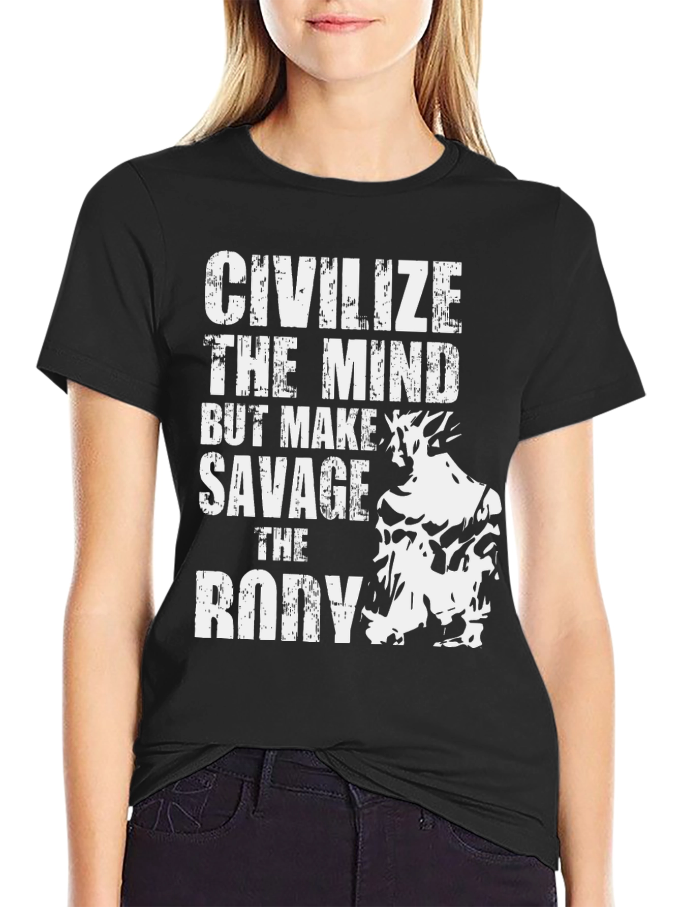 Civilize The Mind Savage Body Black T-Shirt