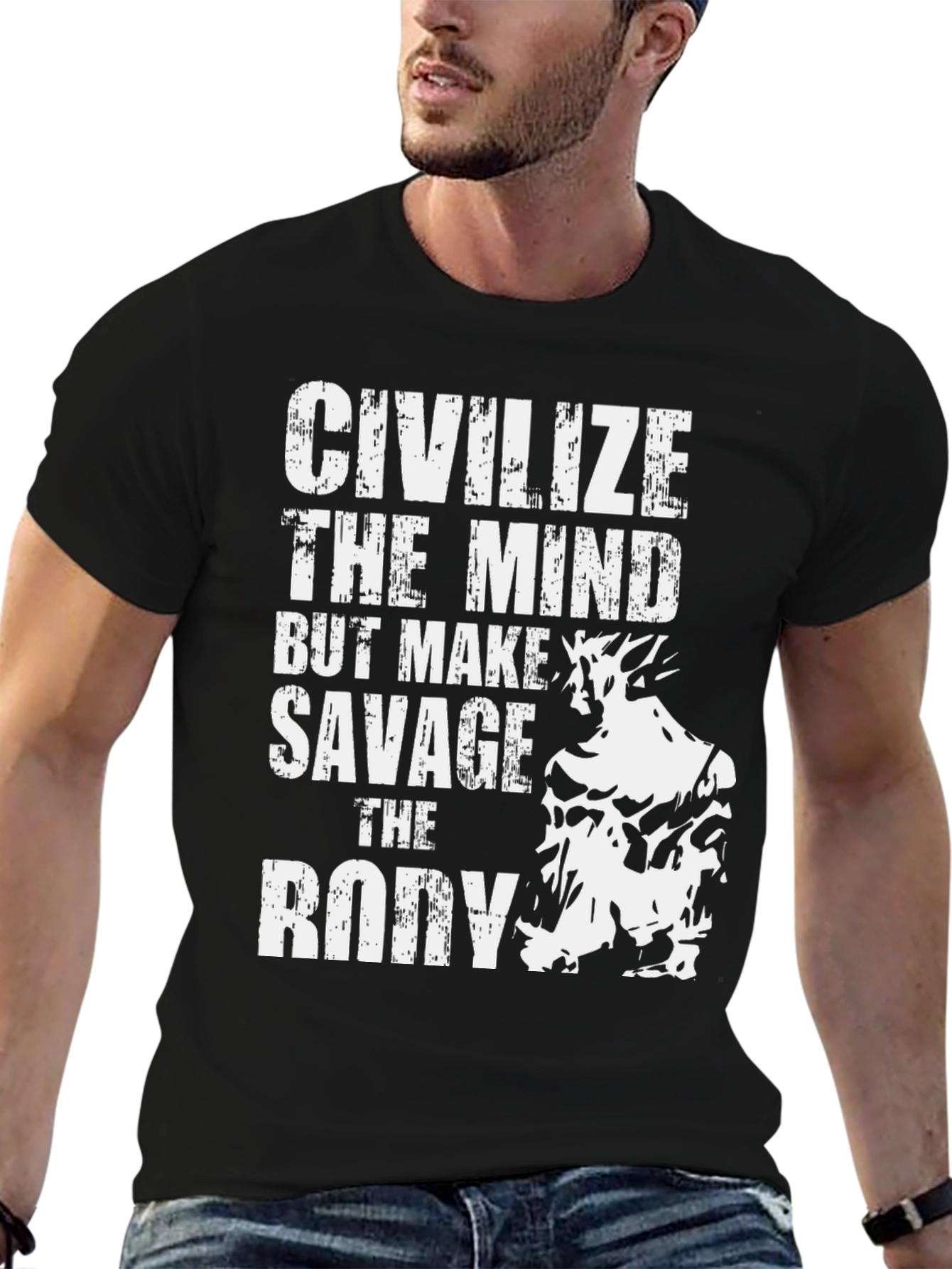 Civilize The Mind Savage Body Black T-Shirt