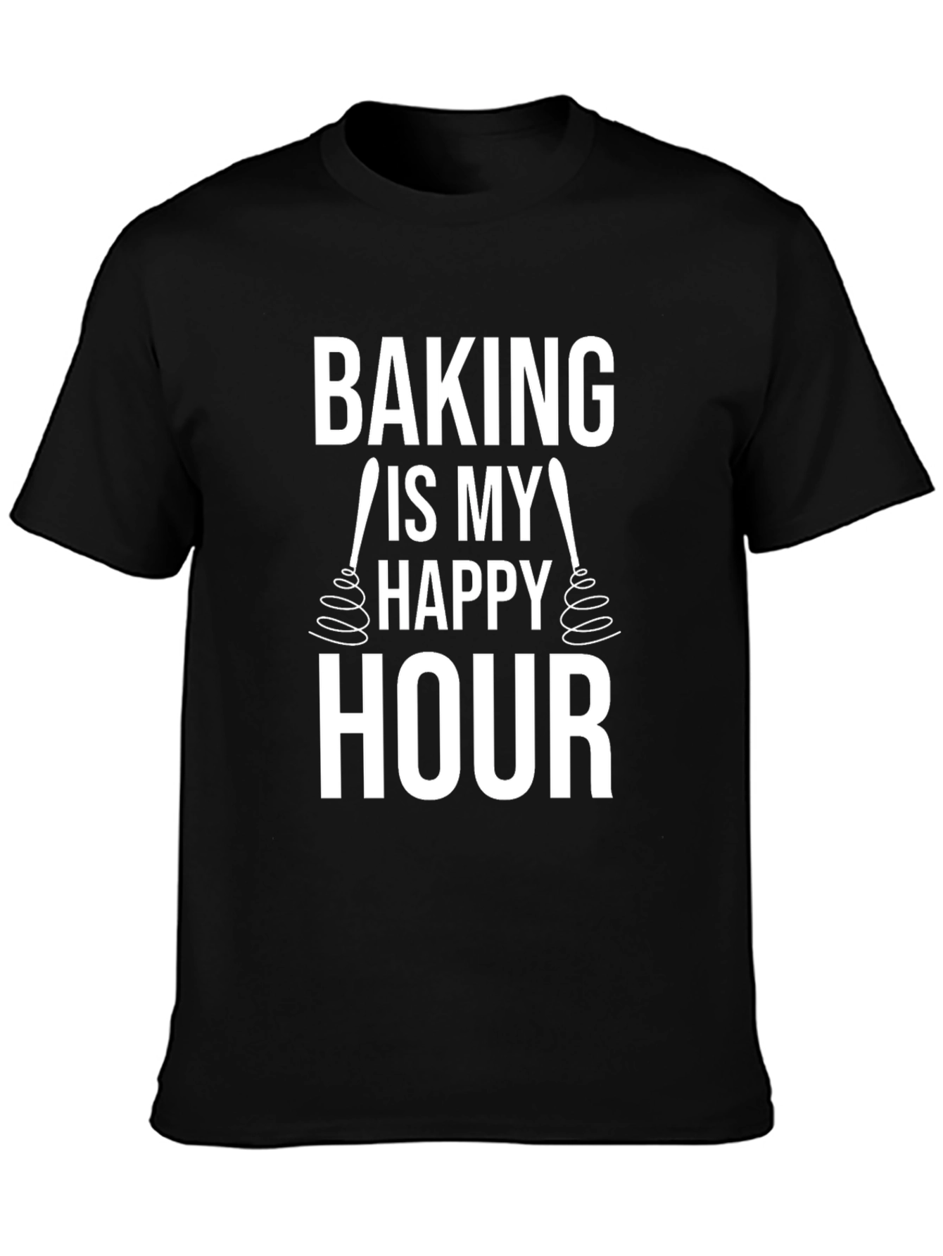 Baking Is My Happy Hour Black T-Shirt
