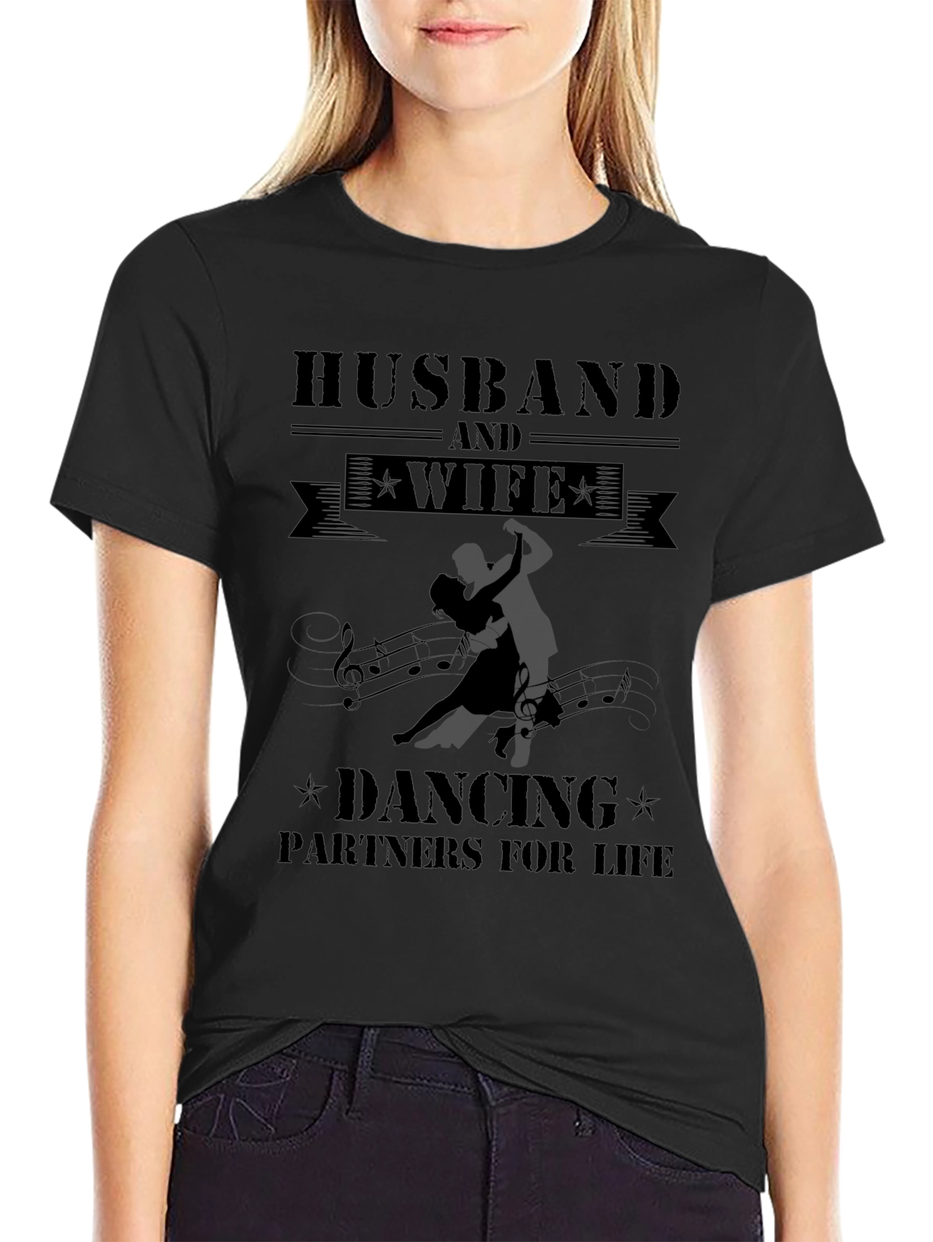 Husband & Wife Dancing Partners Black T-Shirt