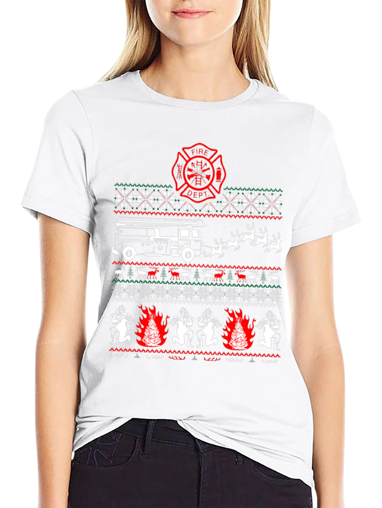 Firefighter Christmas Ugly Sweater T-Shirt