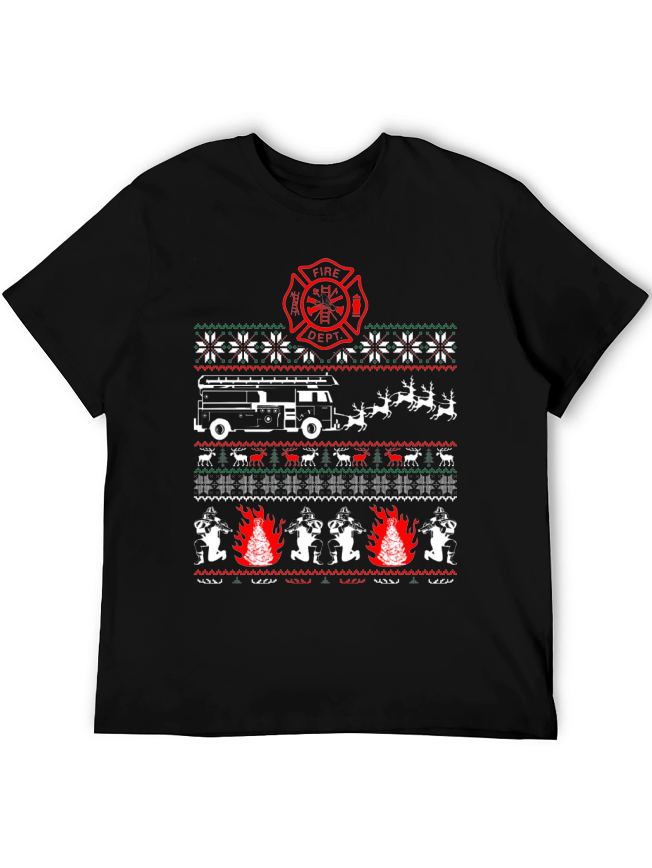 Firefighter Christmas Ugly Sweater T-Shirt