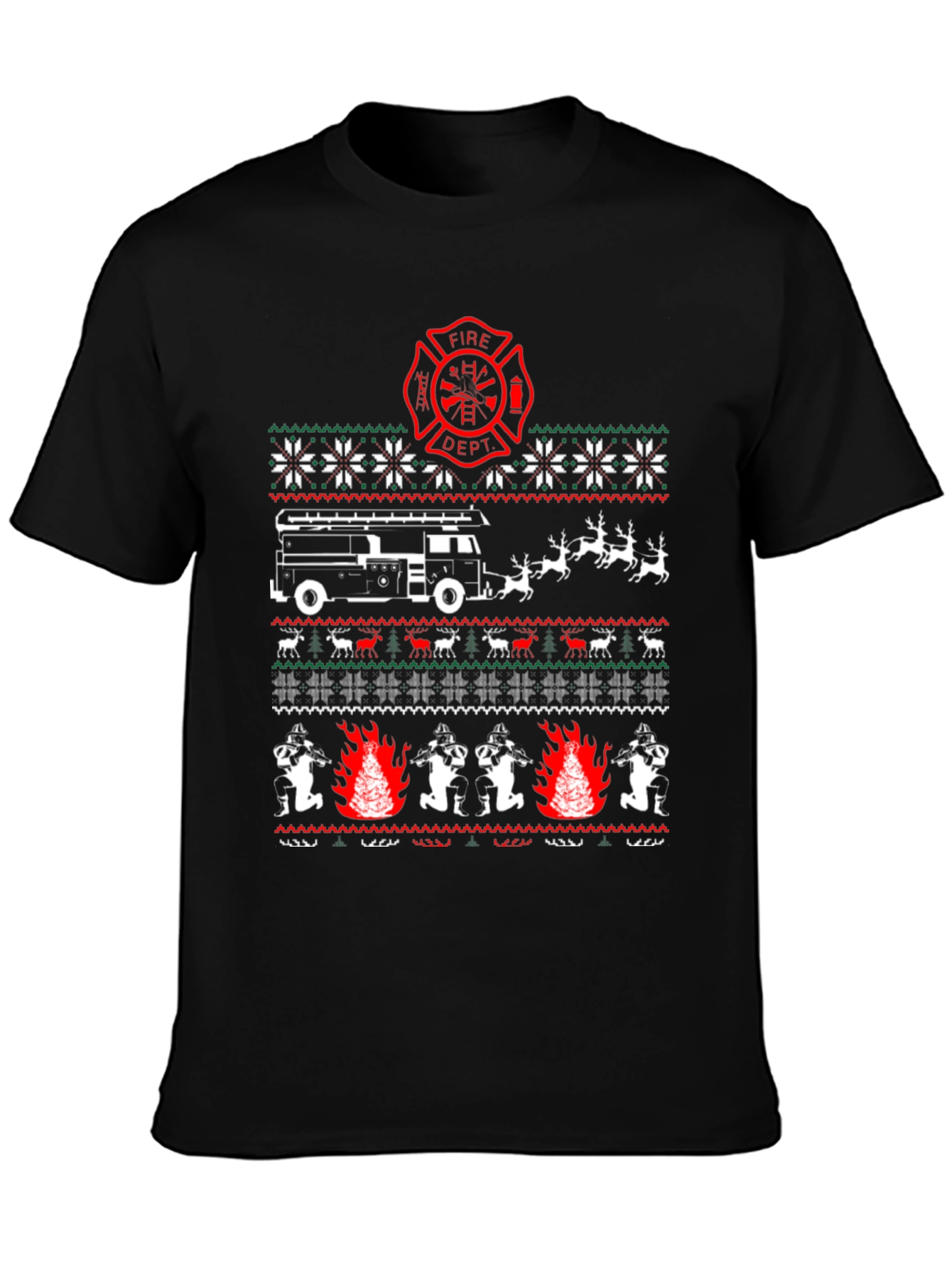 Firefighter Christmas Ugly Sweater T-Shirt