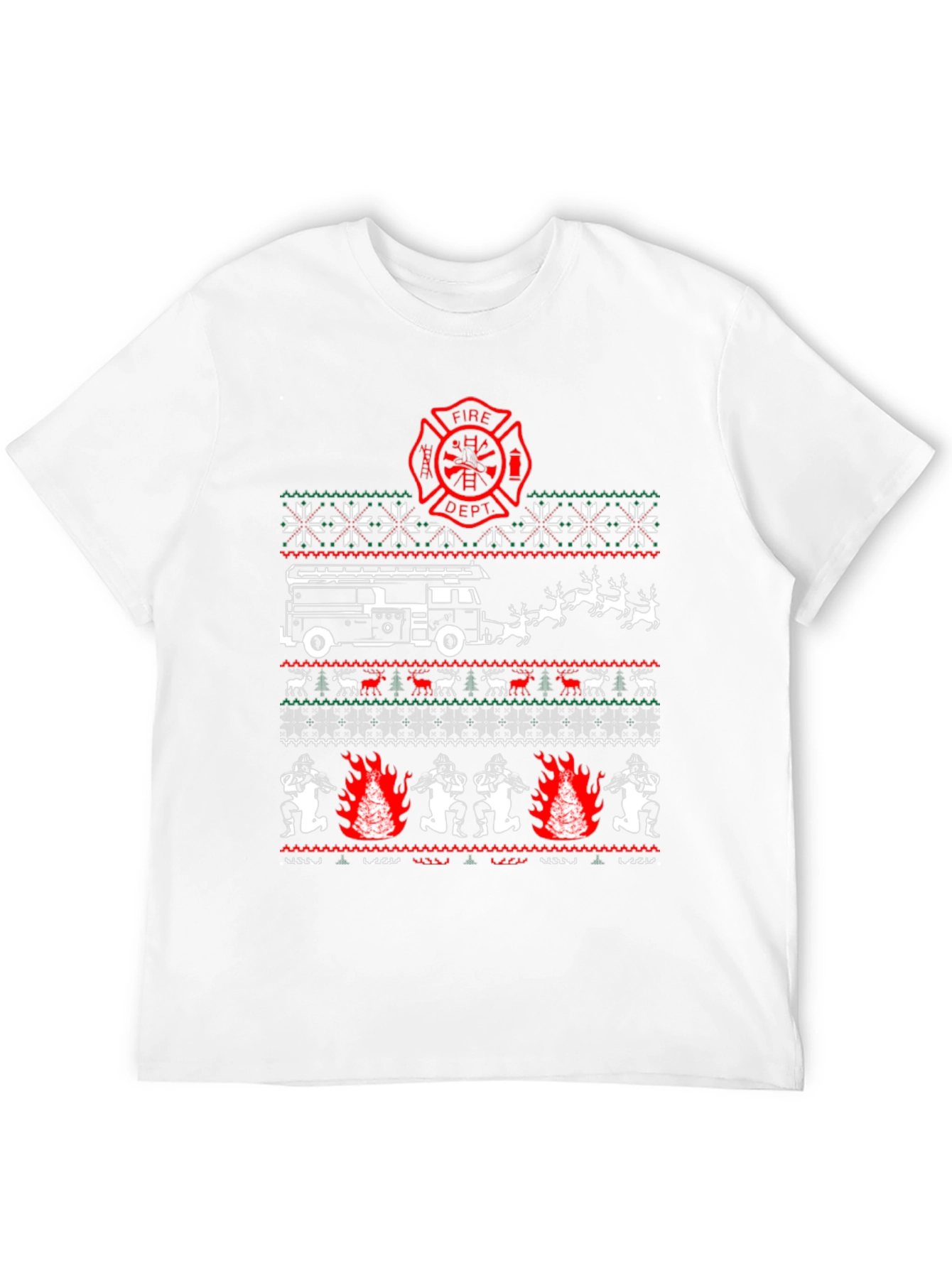 Firefighter Christmas Ugly Sweater T-Shirt