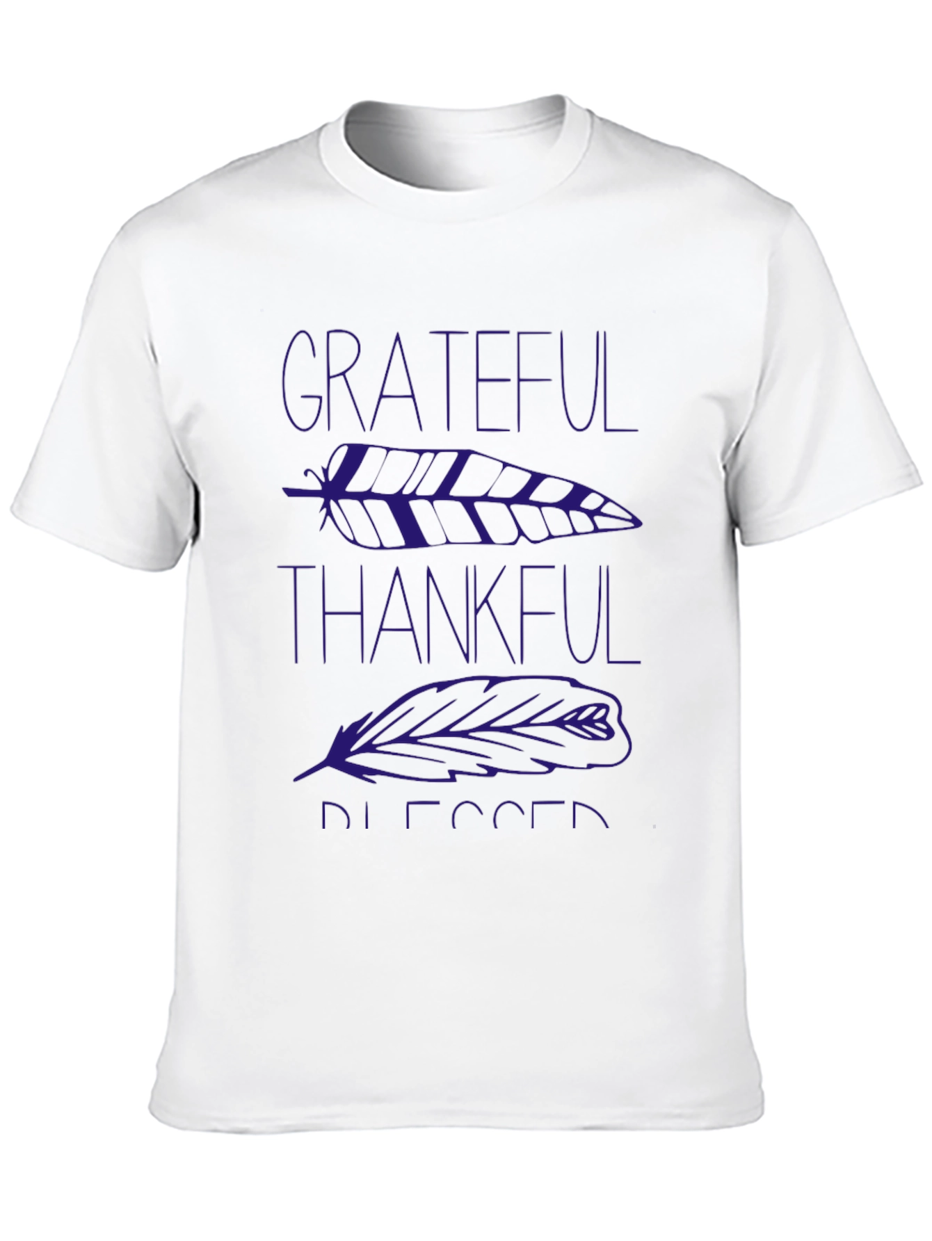 Grateful Thankful Blessed Feather Graphic T-Shirt