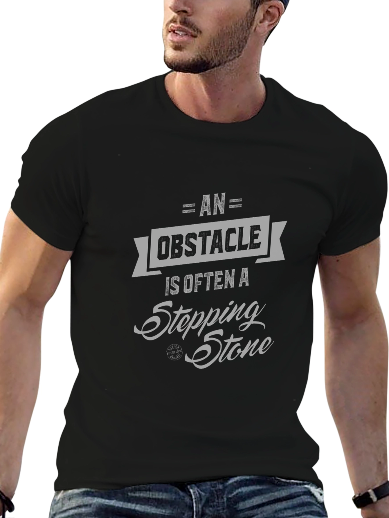 Obstacle Stepping Stone Graphic Tee - Motivational Design