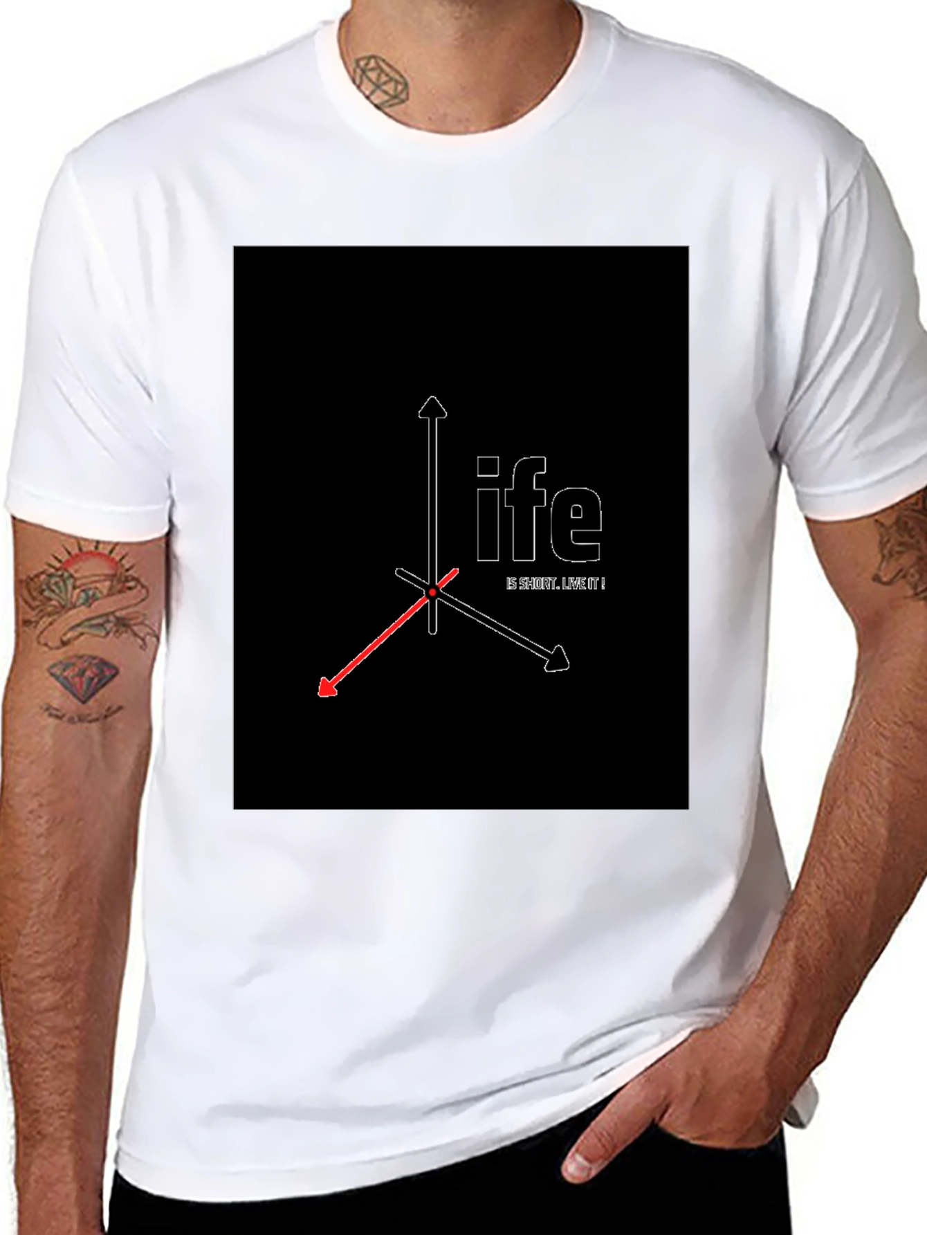Geometric Life Print Black T-Shirt