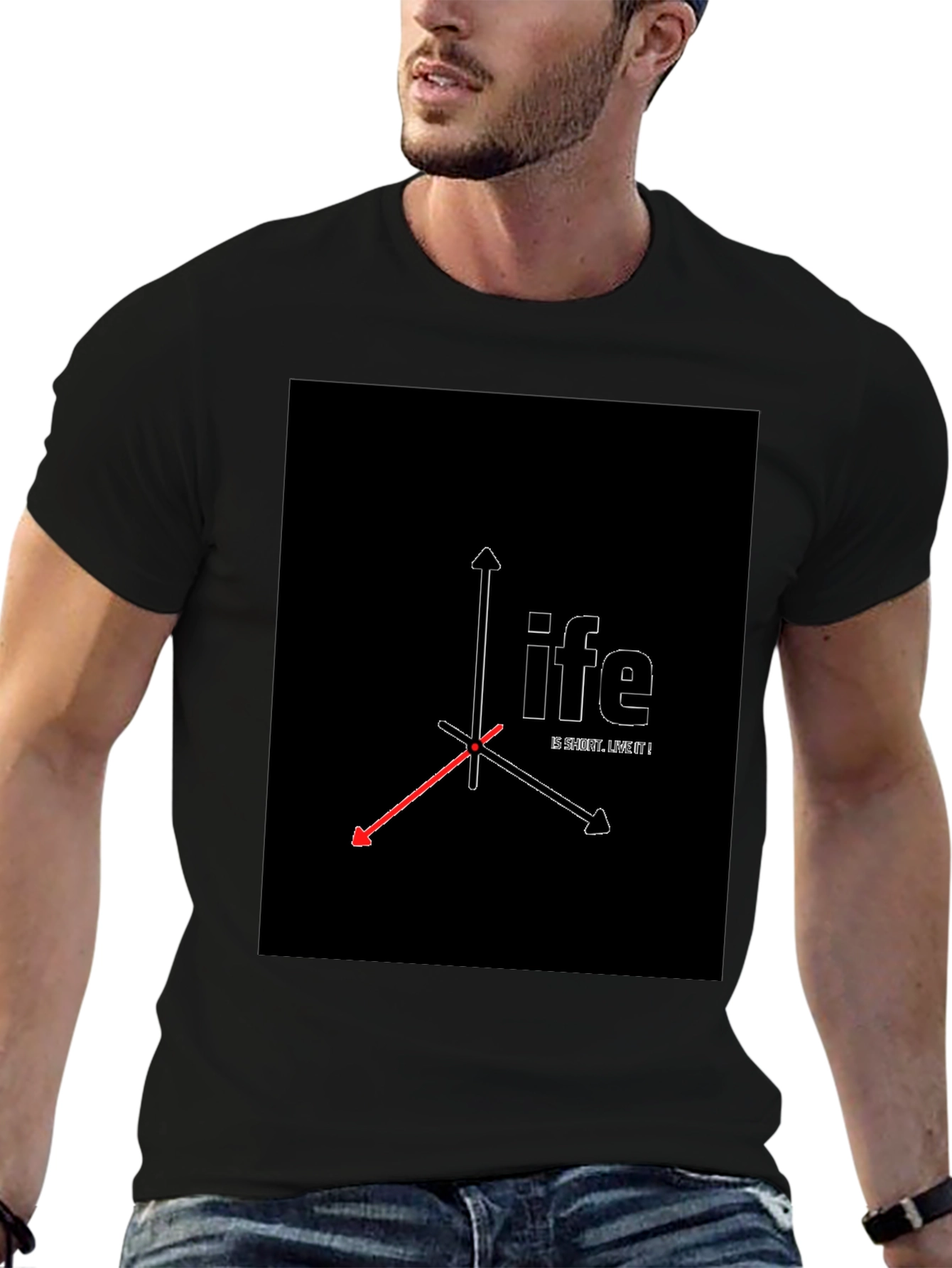Geometric Life Print Black T-Shirt