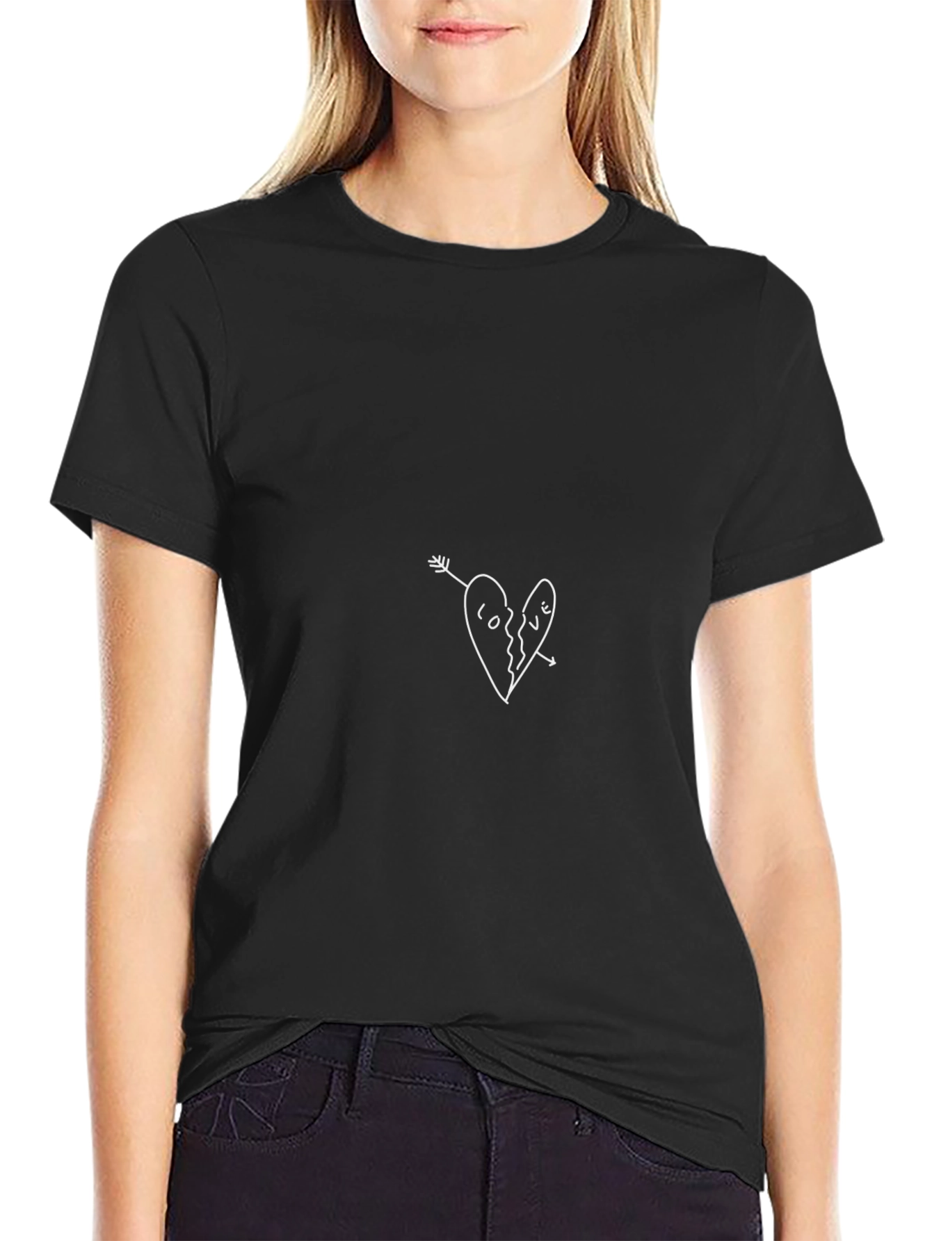 Broken Heart Arrow Graphic Tee - Casual Style