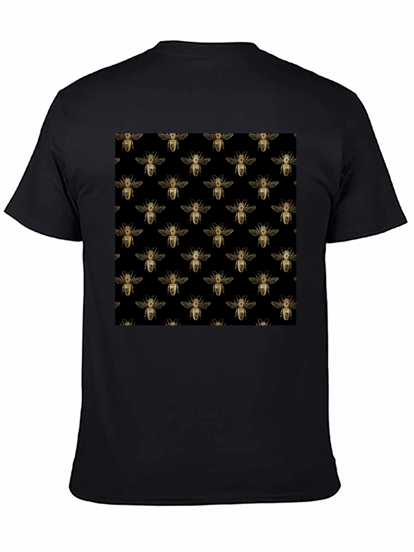 Honey Bee Pattern Black T-Shirt
