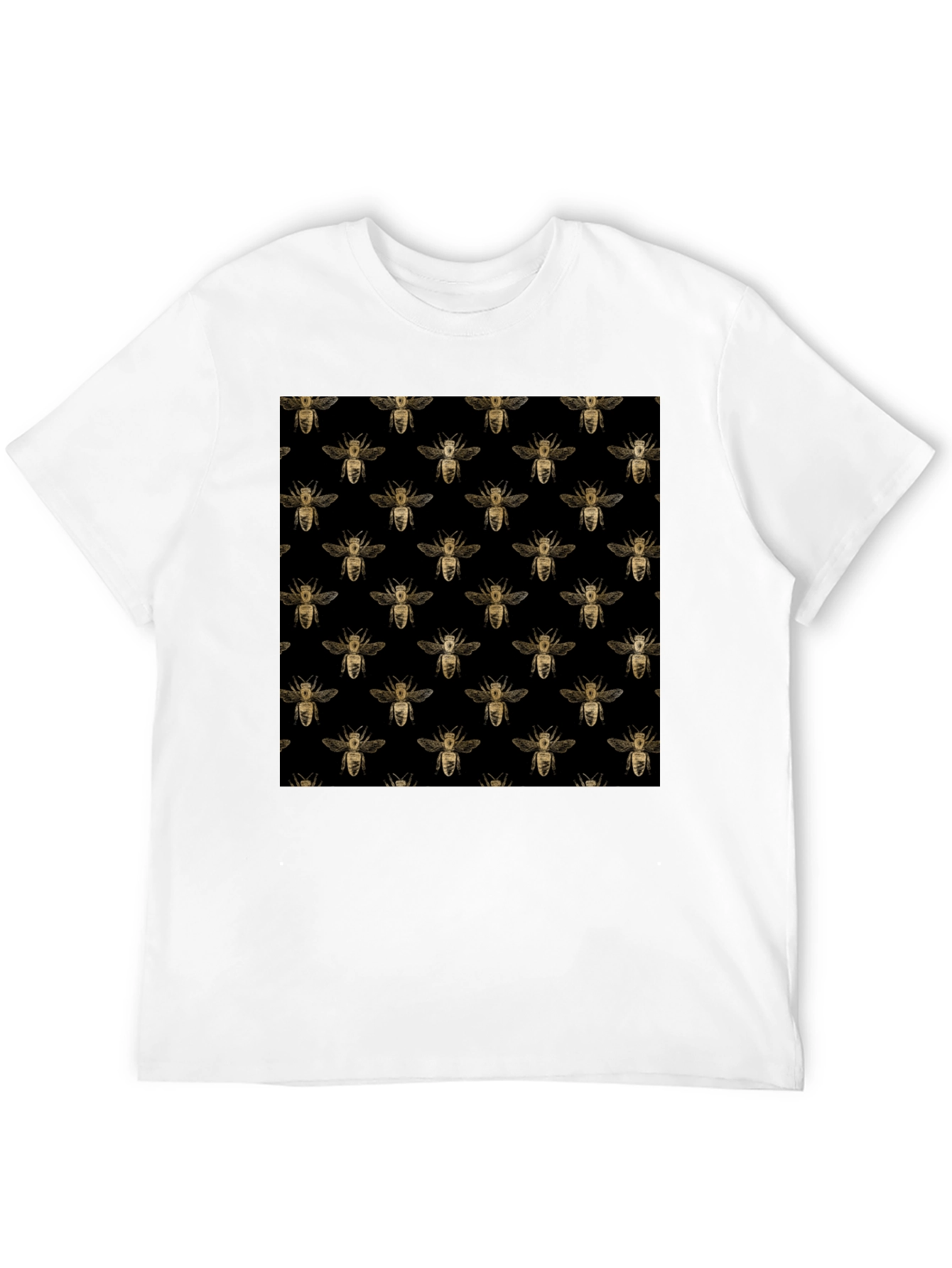 Honey Bee Pattern Black T-Shirt