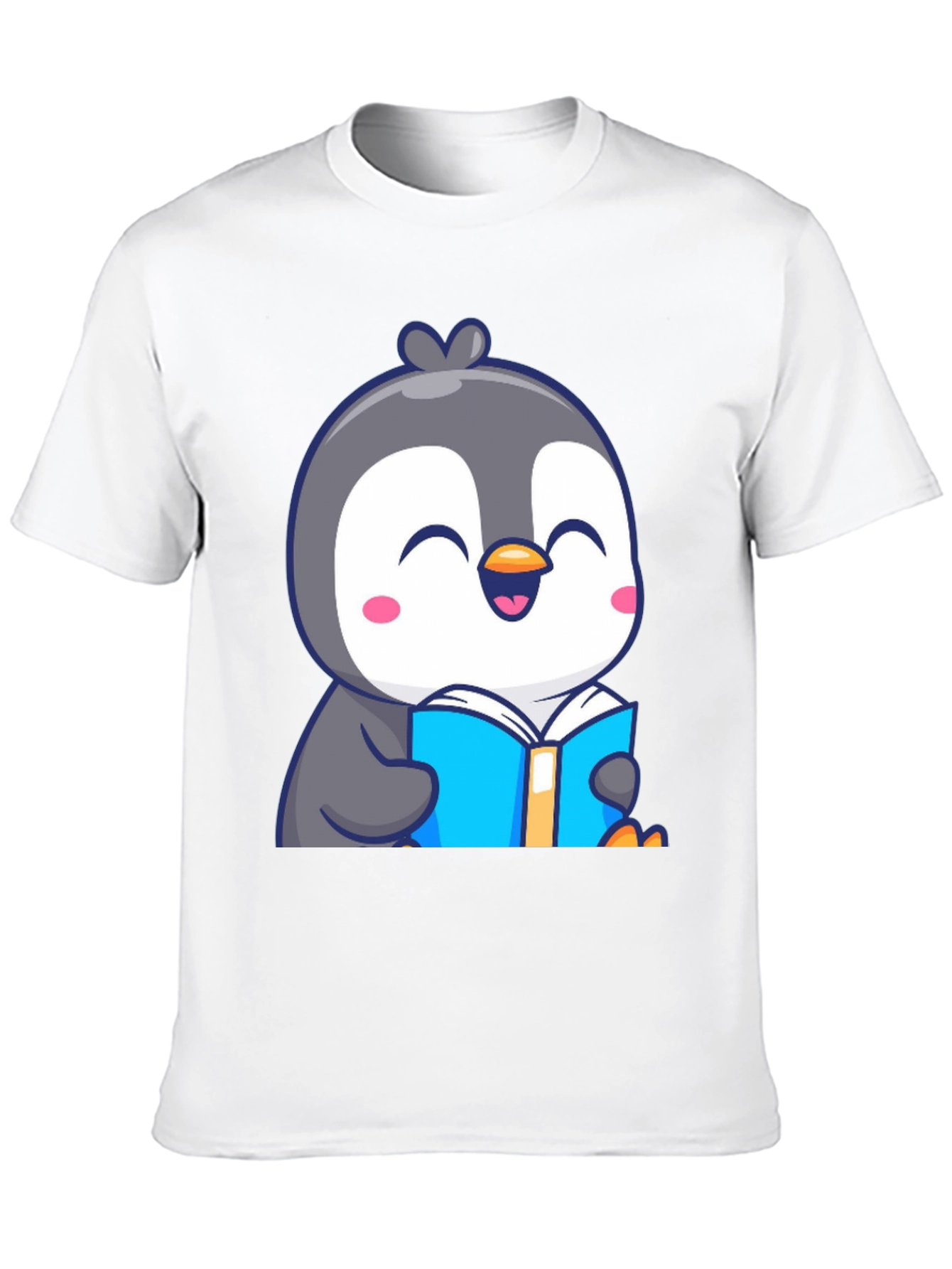 Penguin Reading Book T-Shirt - Cute Cartoon Design