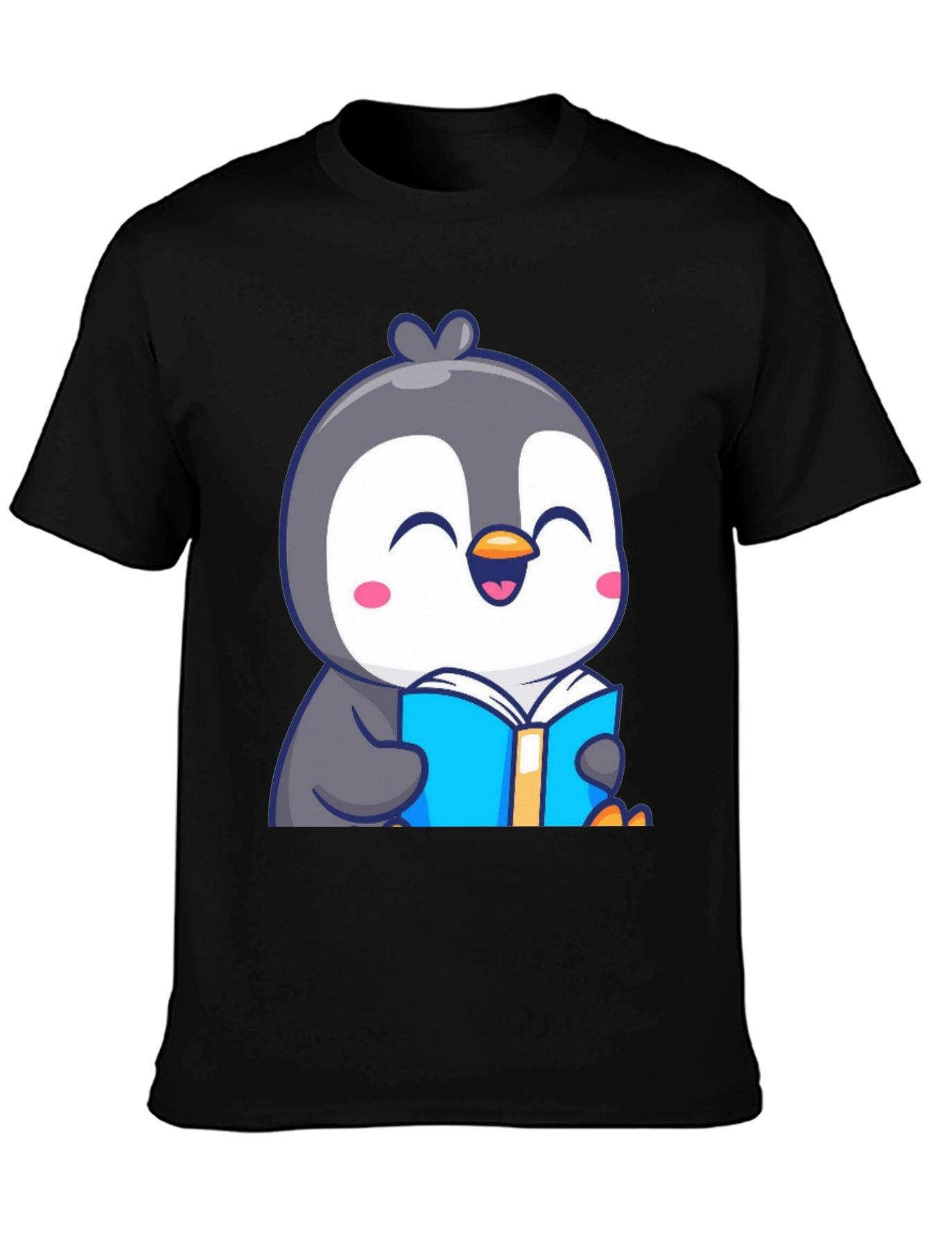 Penguin Reading Book T-Shirt - Cute Cartoon Design