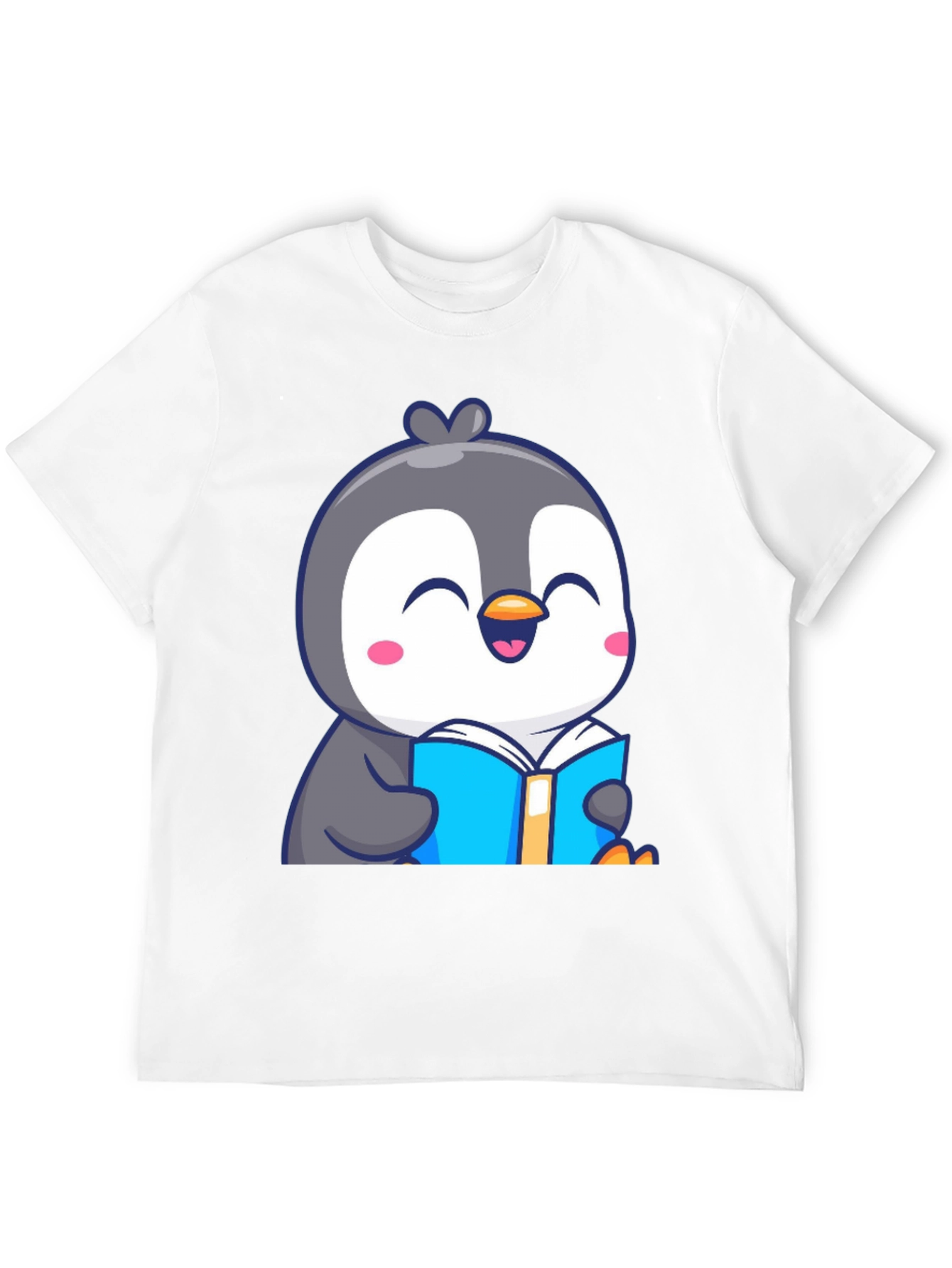 Penguin Reading Book T-Shirt - Cute Cartoon Design