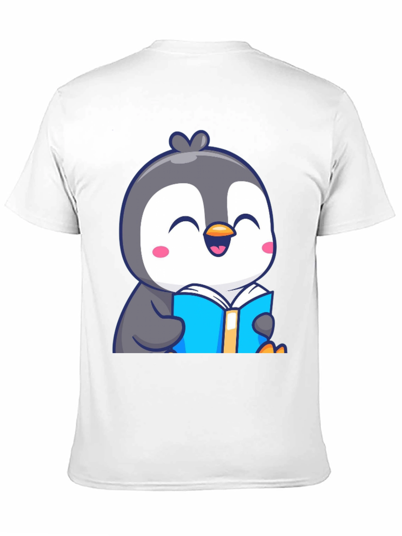 Penguin Reading Book T-Shirt - Cute Cartoon Design