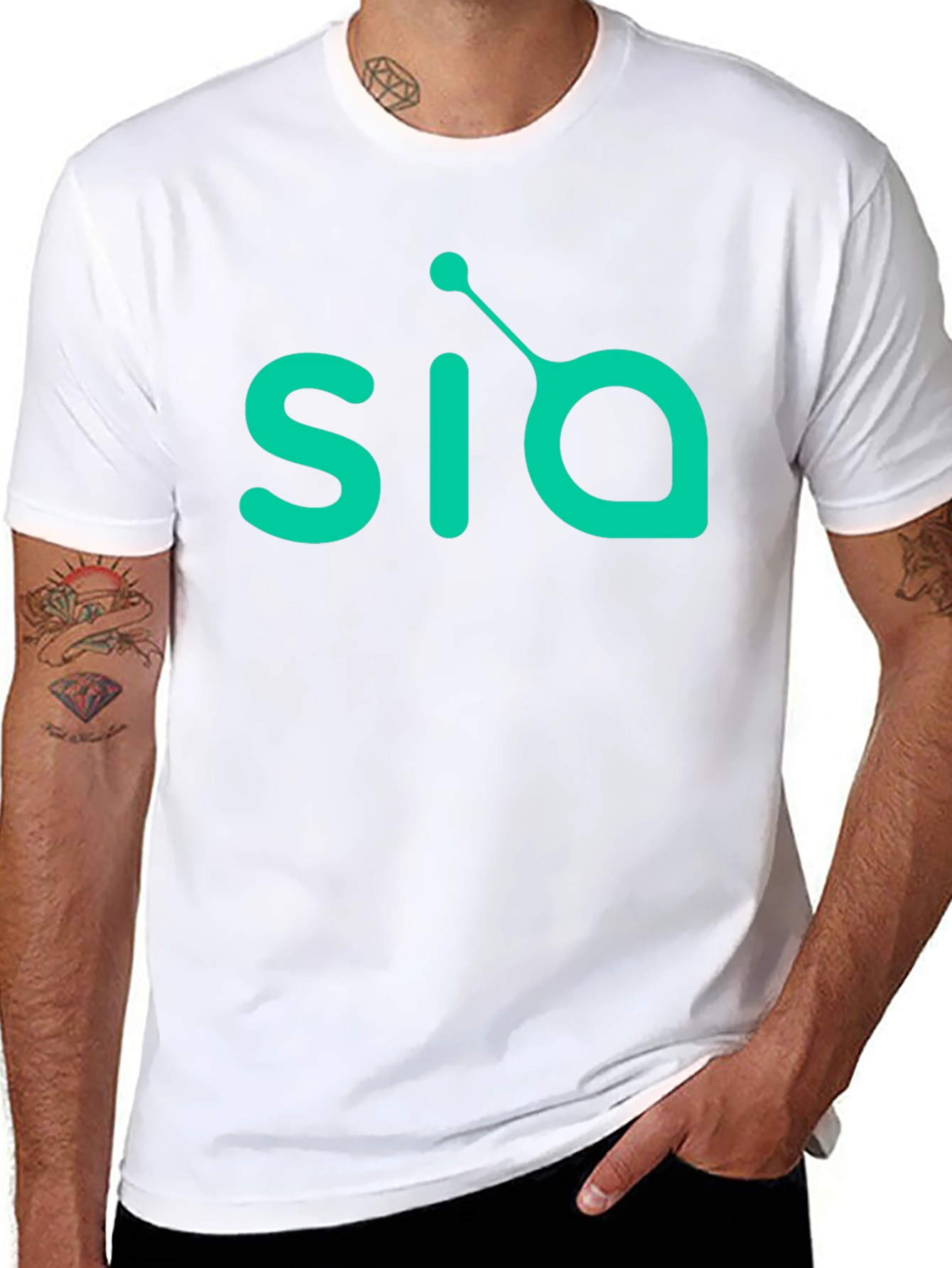 Mens Black T-Shirt with Green SIA Logo