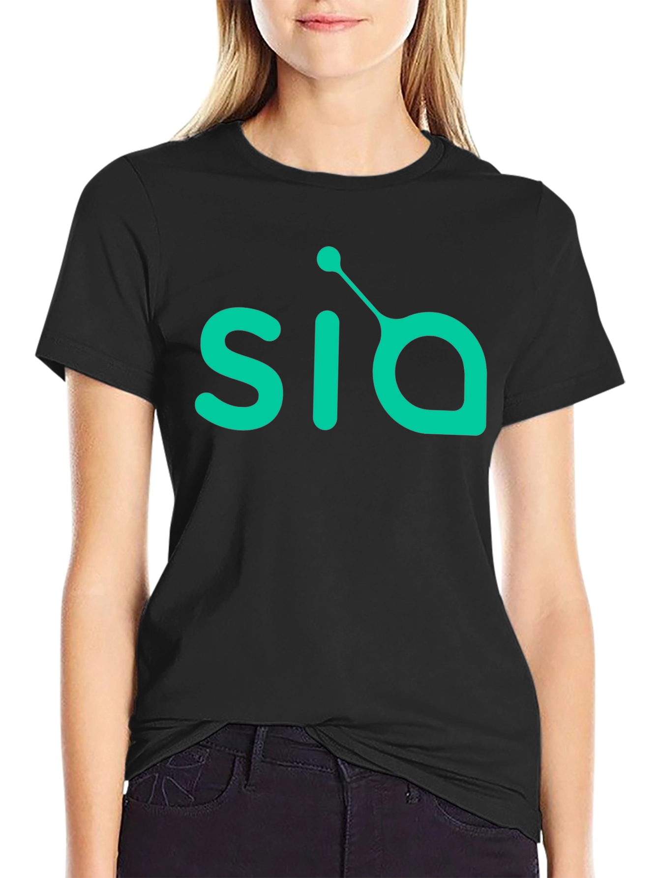 Mens Black T-Shirt with Green SIA Logo