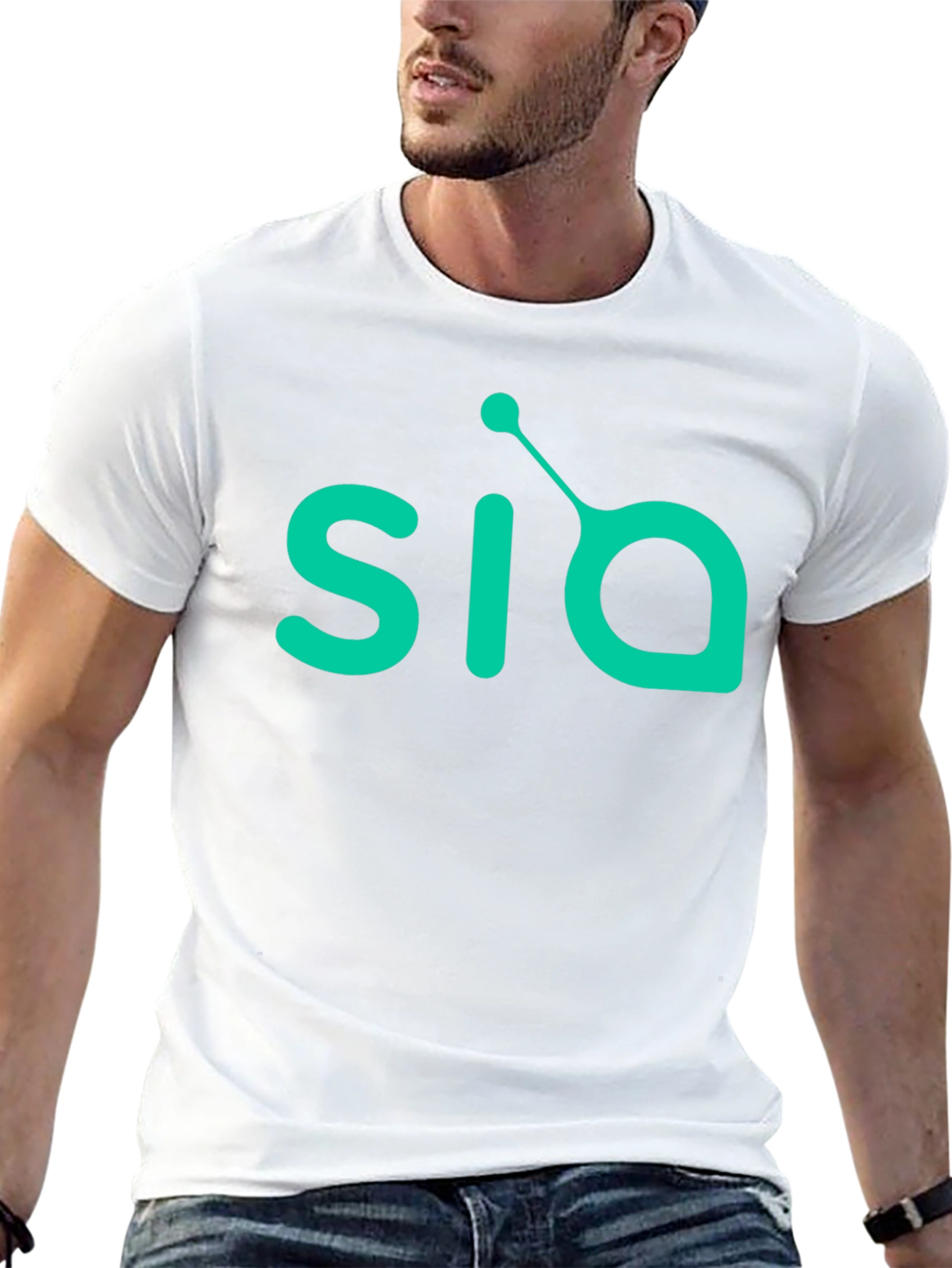 Mens Black T-Shirt with Green SIA Logo