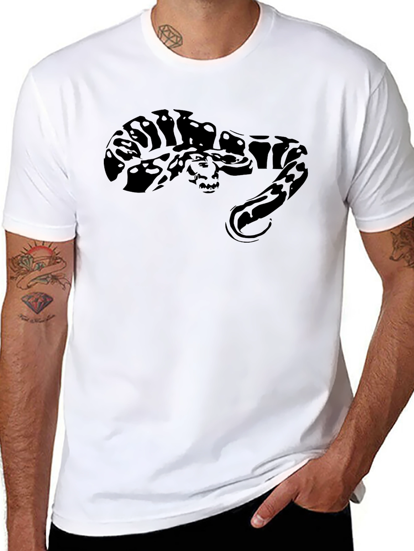 Black Snake Graphic Tee - Mens Casual T-Shirt