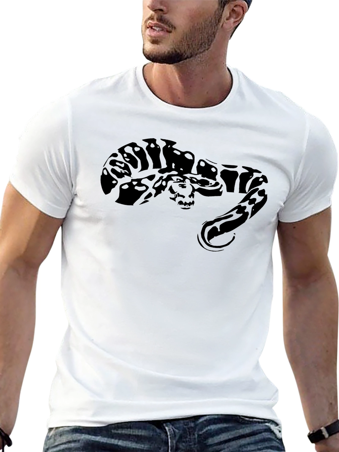 Black Snake Graphic Tee - Mens Casual T-Shirt