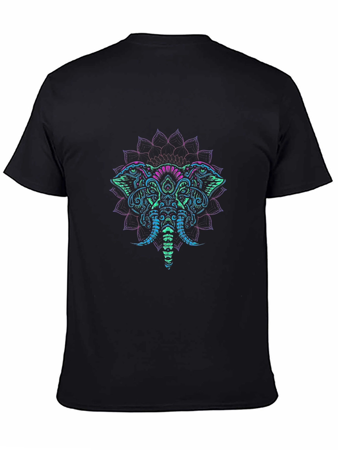 Elephant Mandala Graphic Tee - Black Cotton T-Shirt