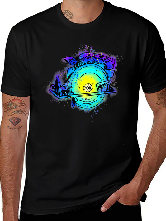 Colorful Circular Saw Graphic T-Shirt