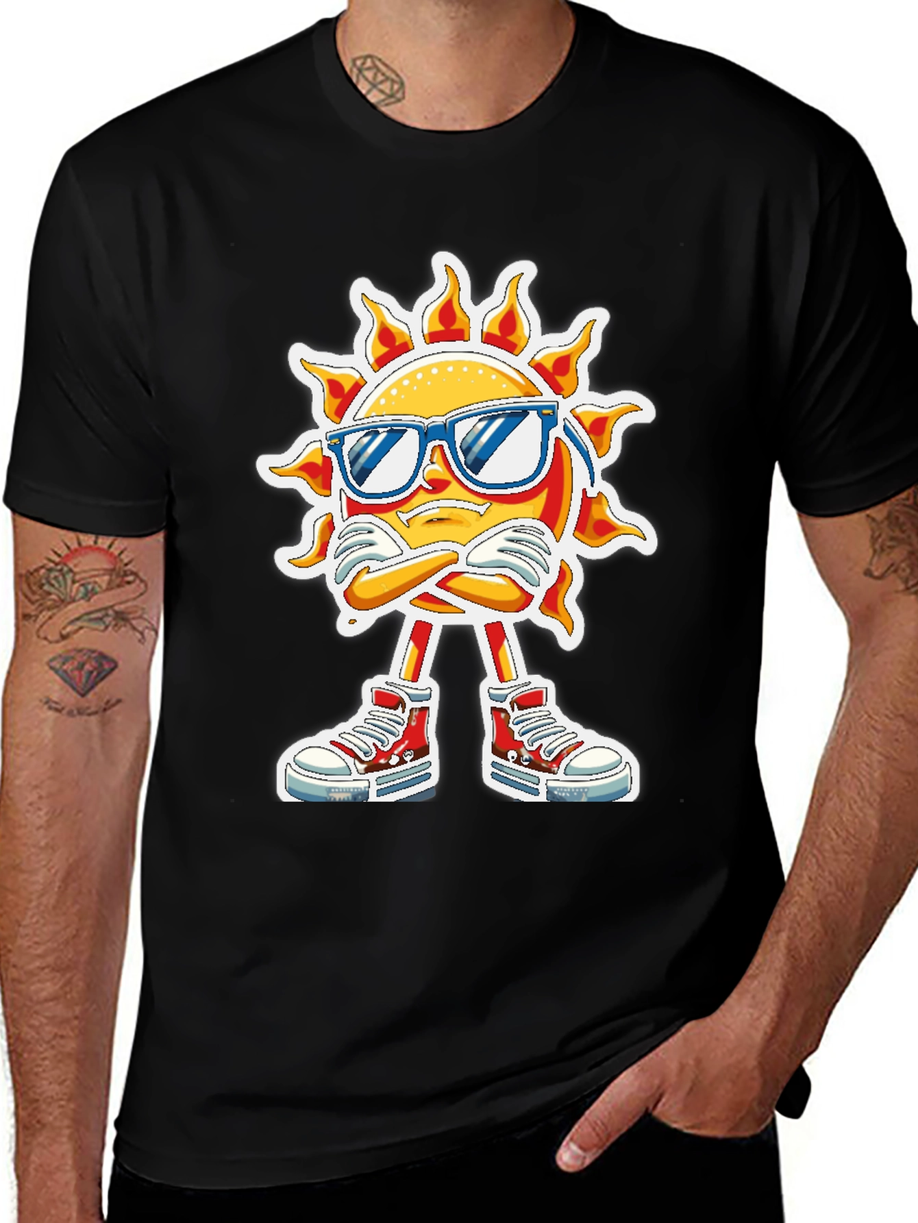 Cool Sun Graphic Tee - Black Cotton T-Shirt