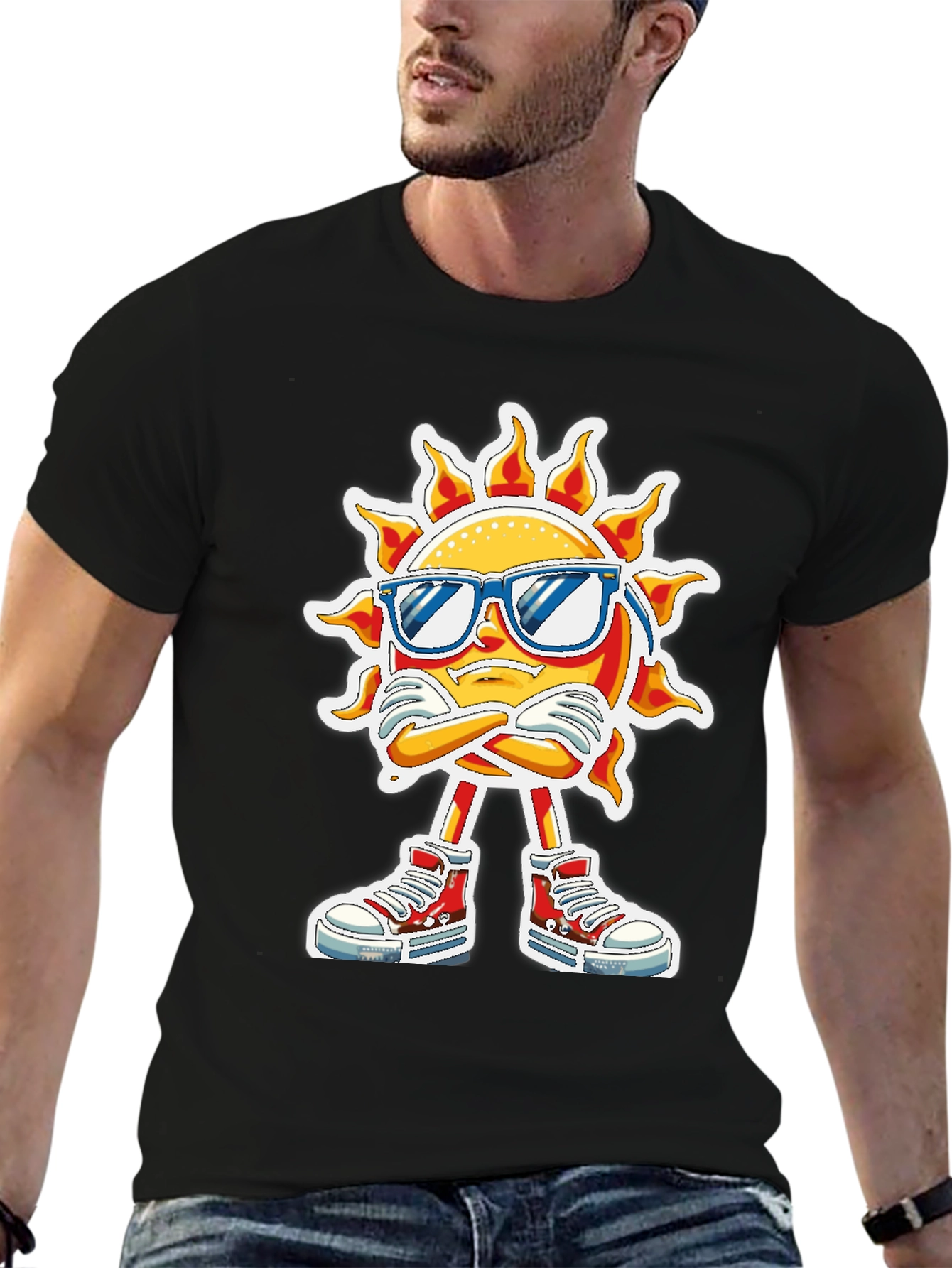 Cool Sun Graphic Tee - Black Cotton T-Shirt