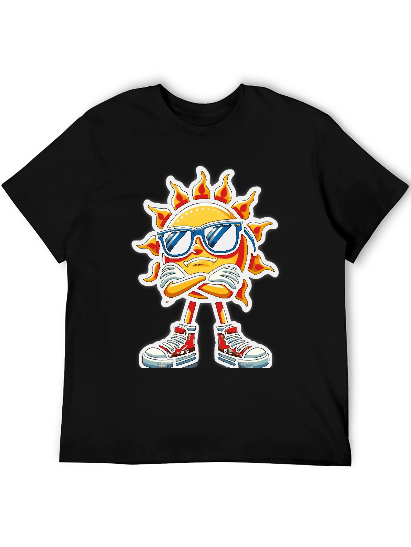 Cool Sun Graphic Tee - Black Cotton T-Shirt