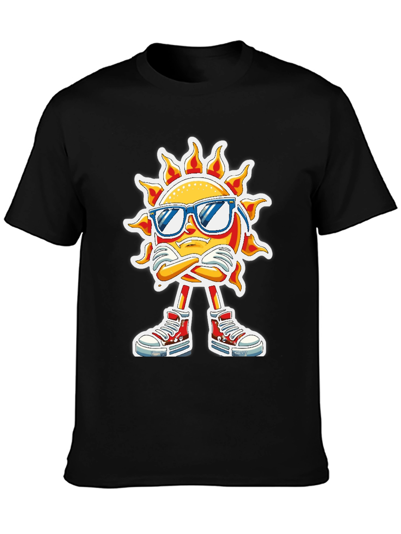 Cool Sun Graphic Tee - Black Cotton T-Shirt