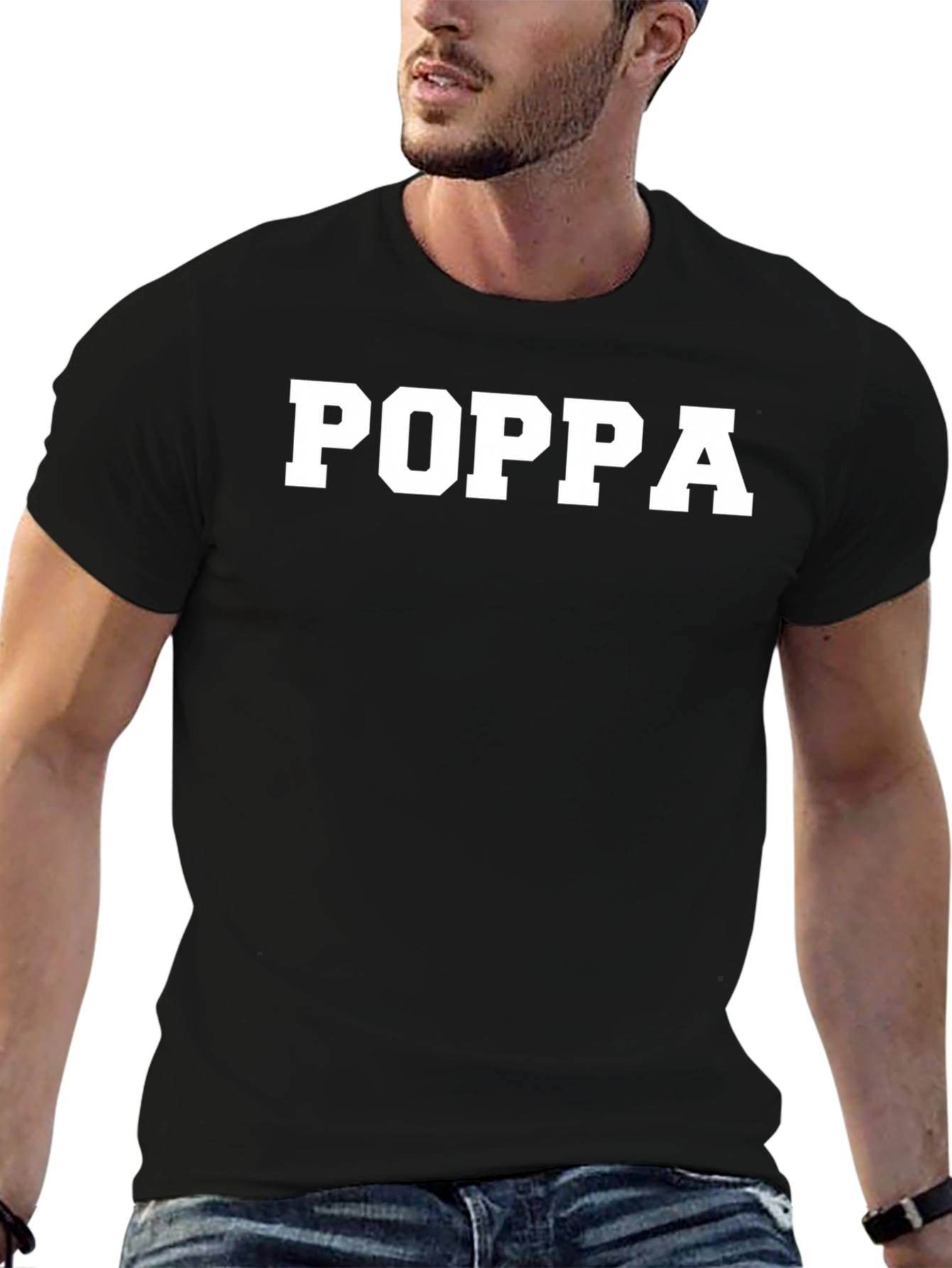 POPA Graphic Tee - Solid Black Cotton Blend