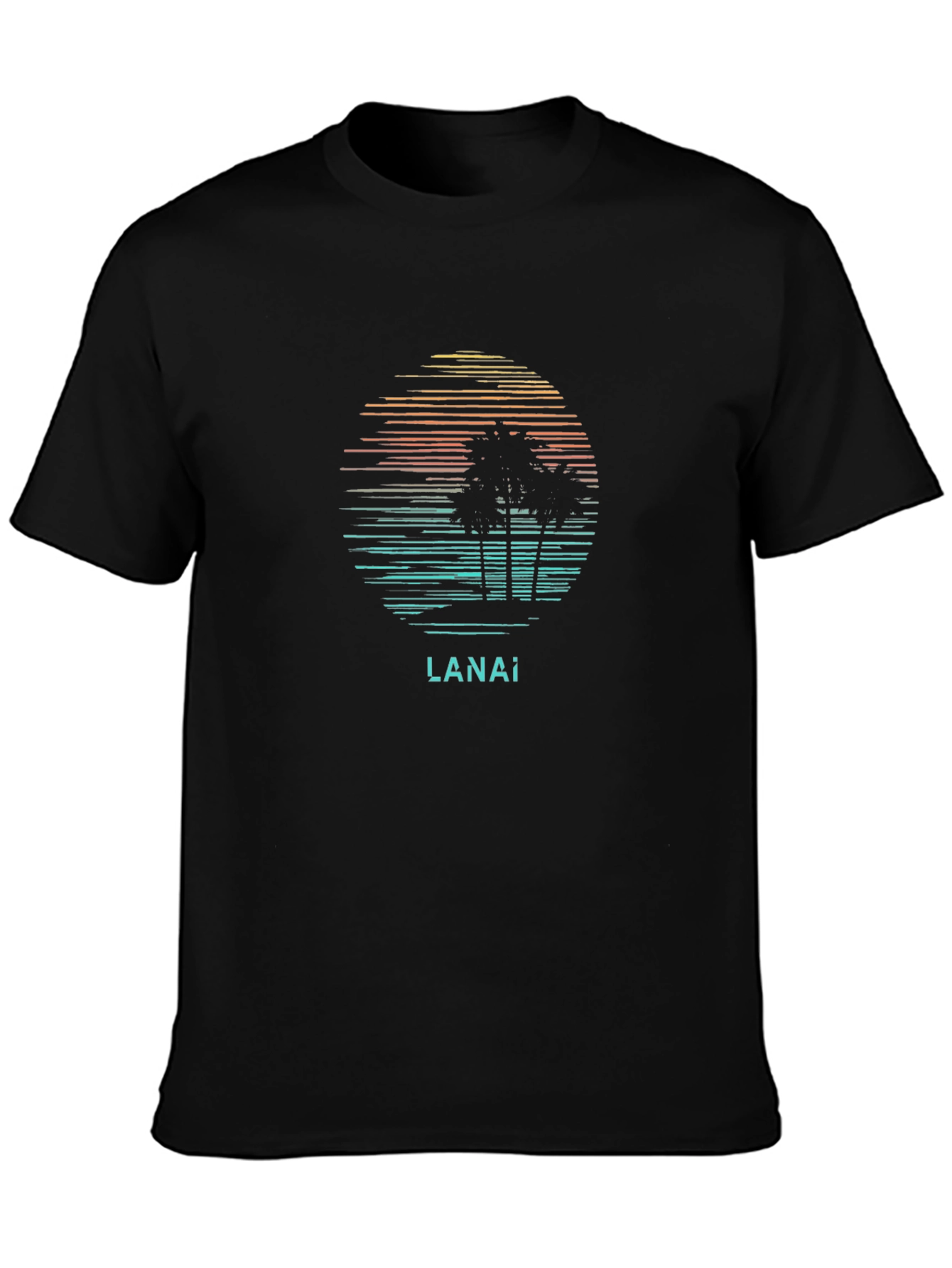 Lanai Island Graphic Tee - Retro Palm Tree Design