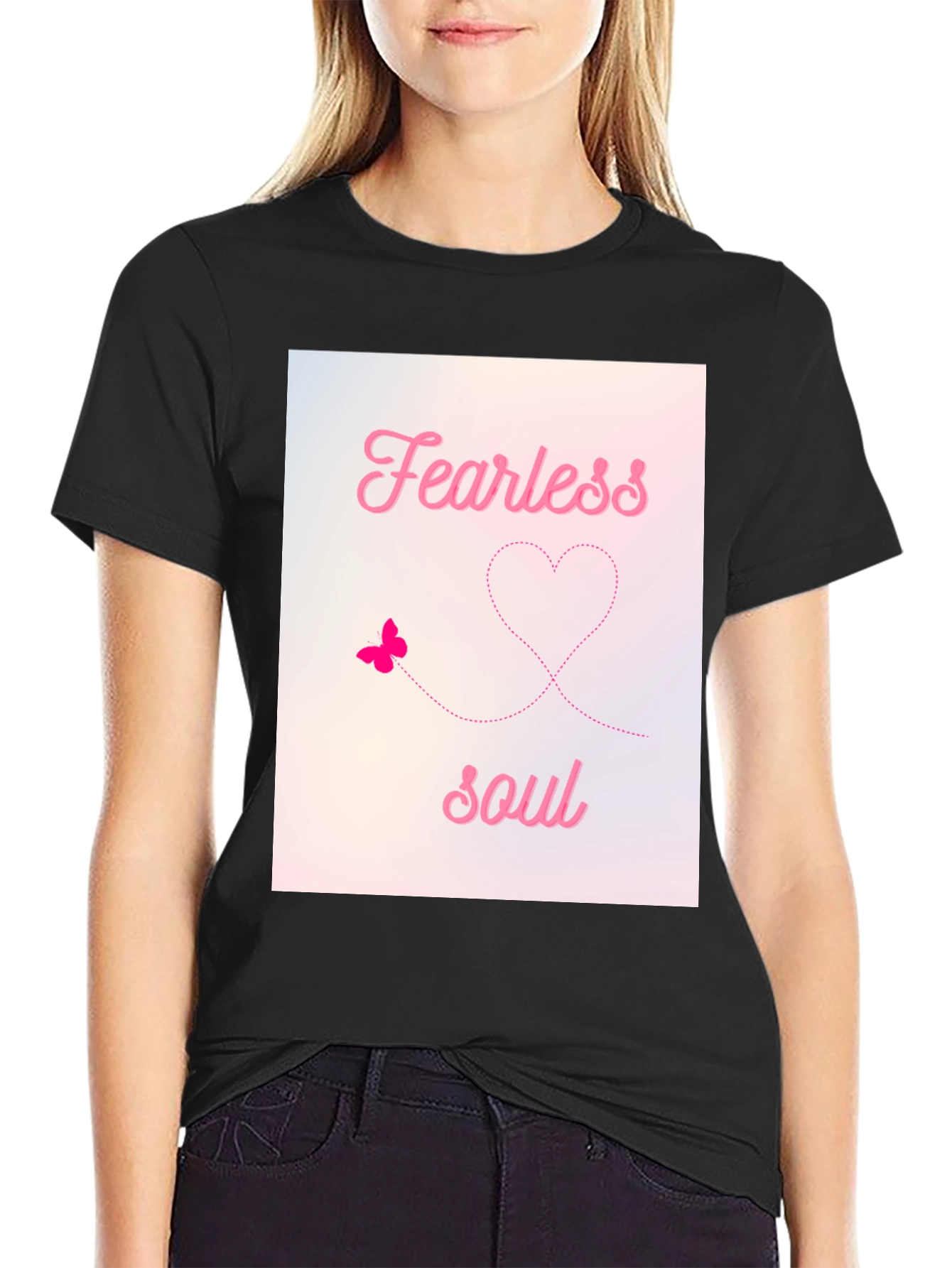 Fearless Soul Graphic Tee - Black Cotton T-Shirt