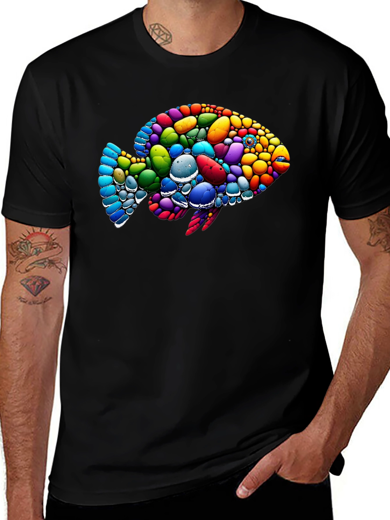 Colorful Fish Graphic T-Shirt