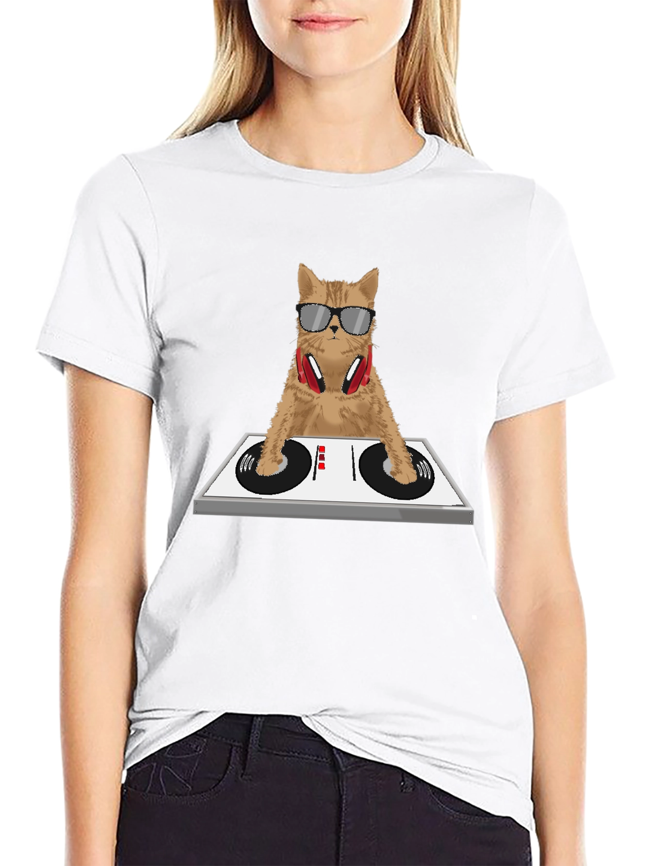 DJ Cat Graphic Tee - Funny Music Lover Shirt