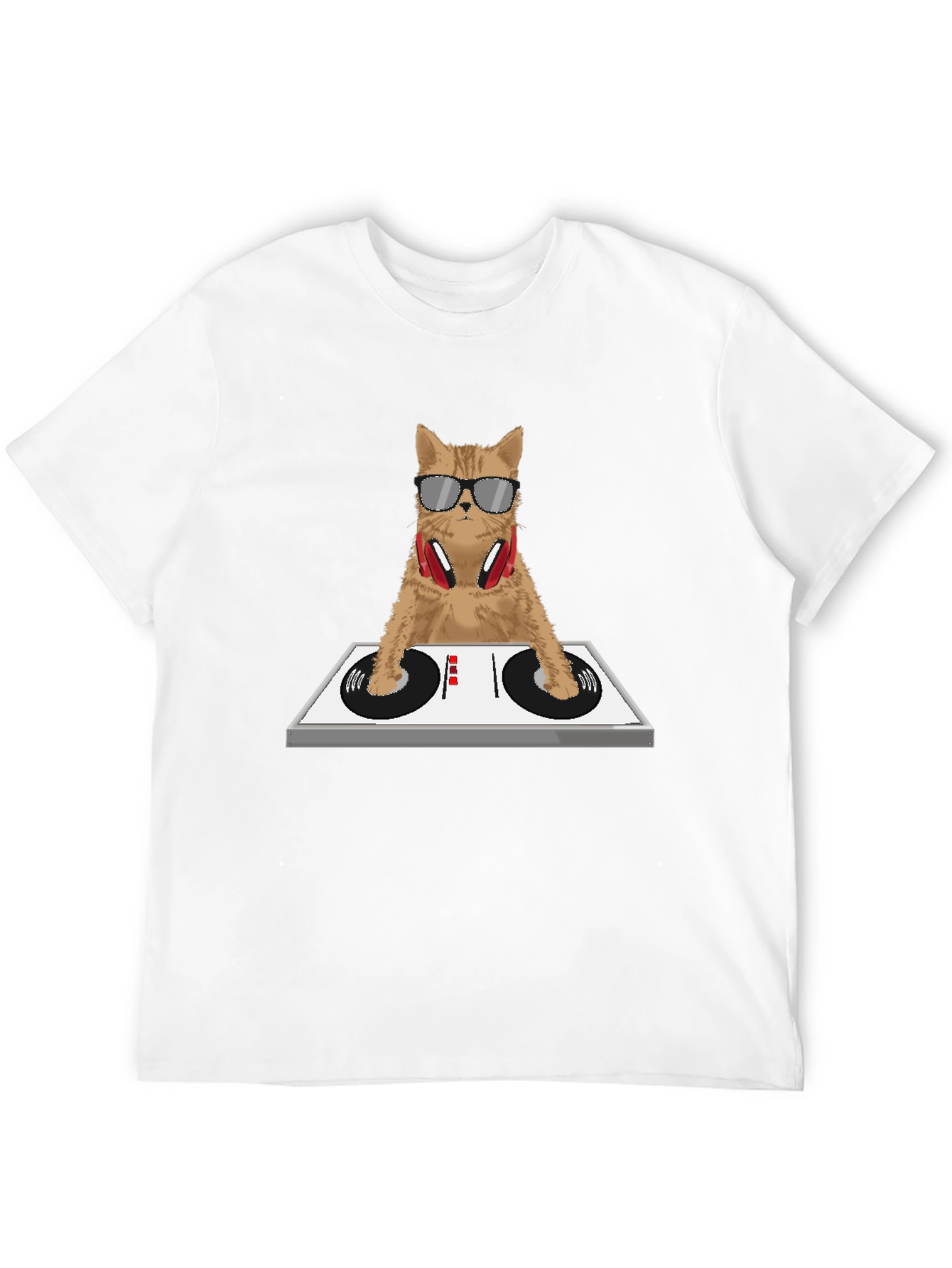 DJ Cat Graphic Tee - Funny Music Lover Shirt