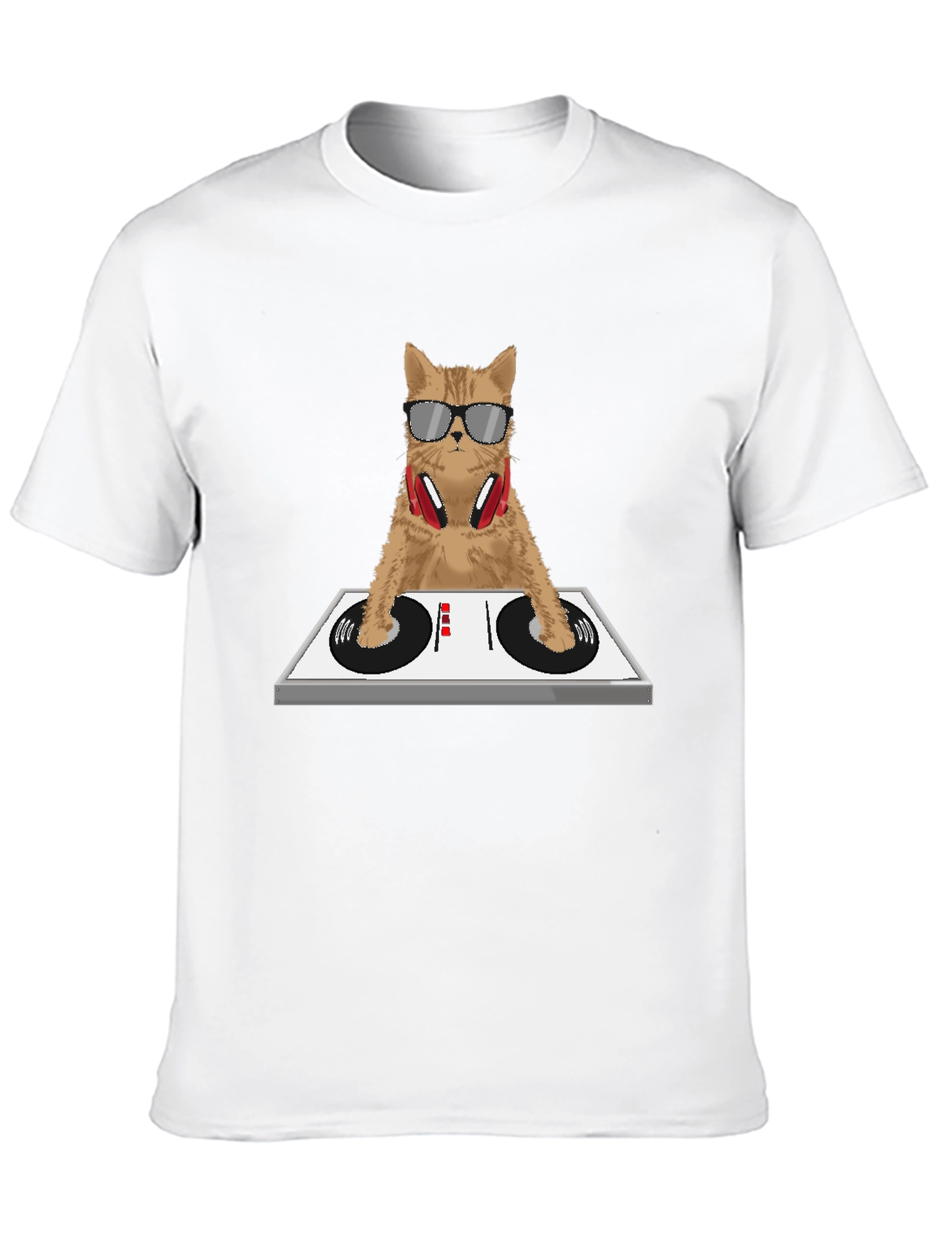 DJ Cat Graphic Tee - Funny Music Lover Shirt