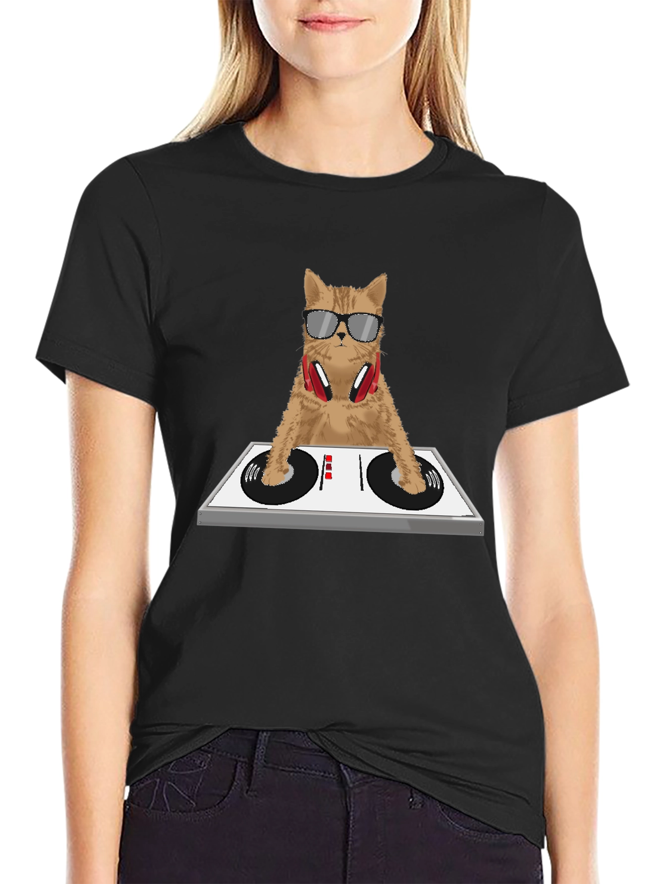DJ Cat Graphic Tee - Funny Music Lover Shirt