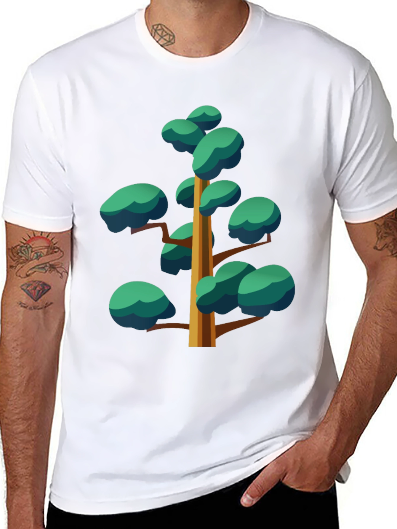 Cartoon Tree Graphic Black Tee