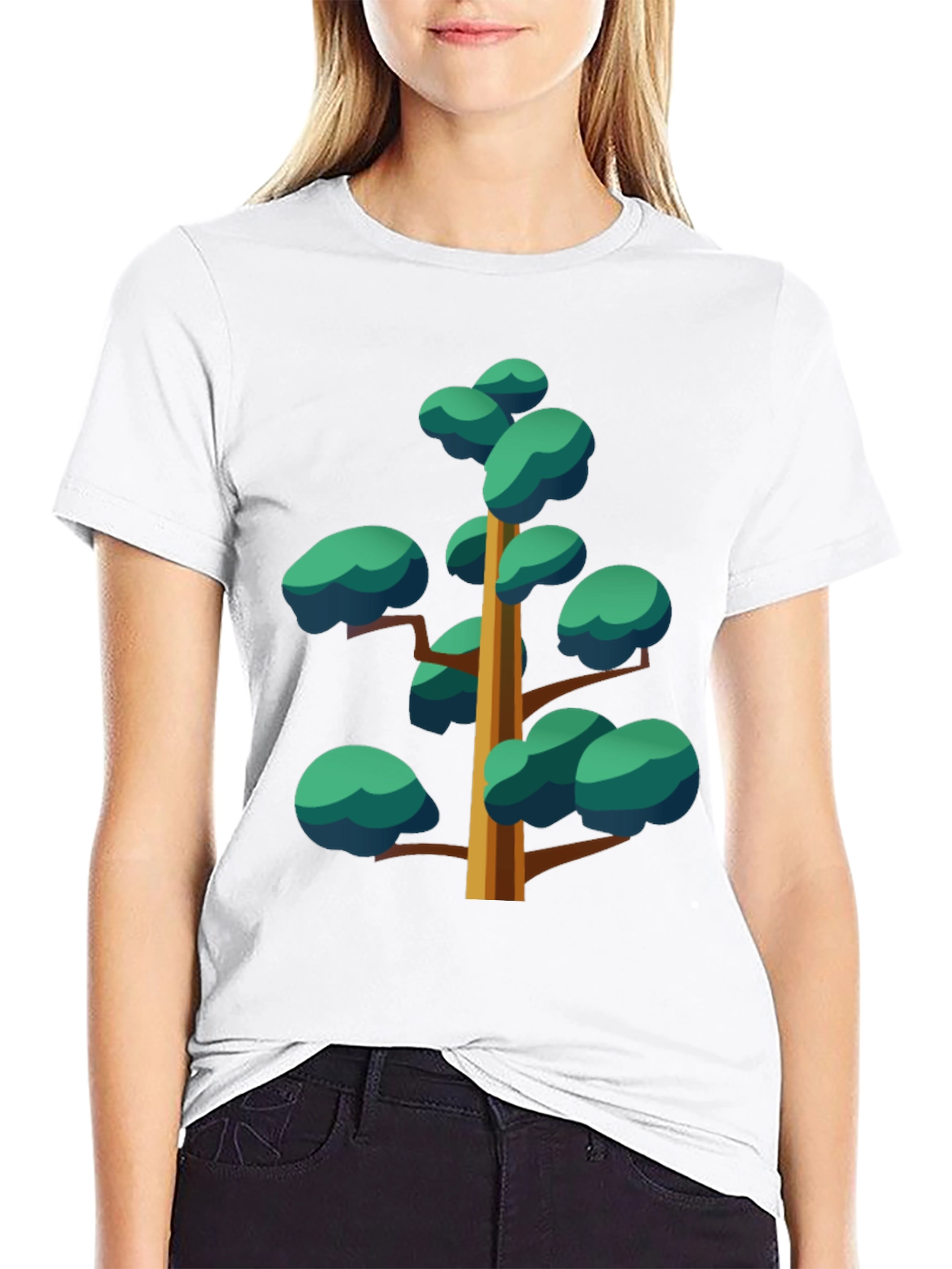 Cartoon Tree Graphic Black Tee